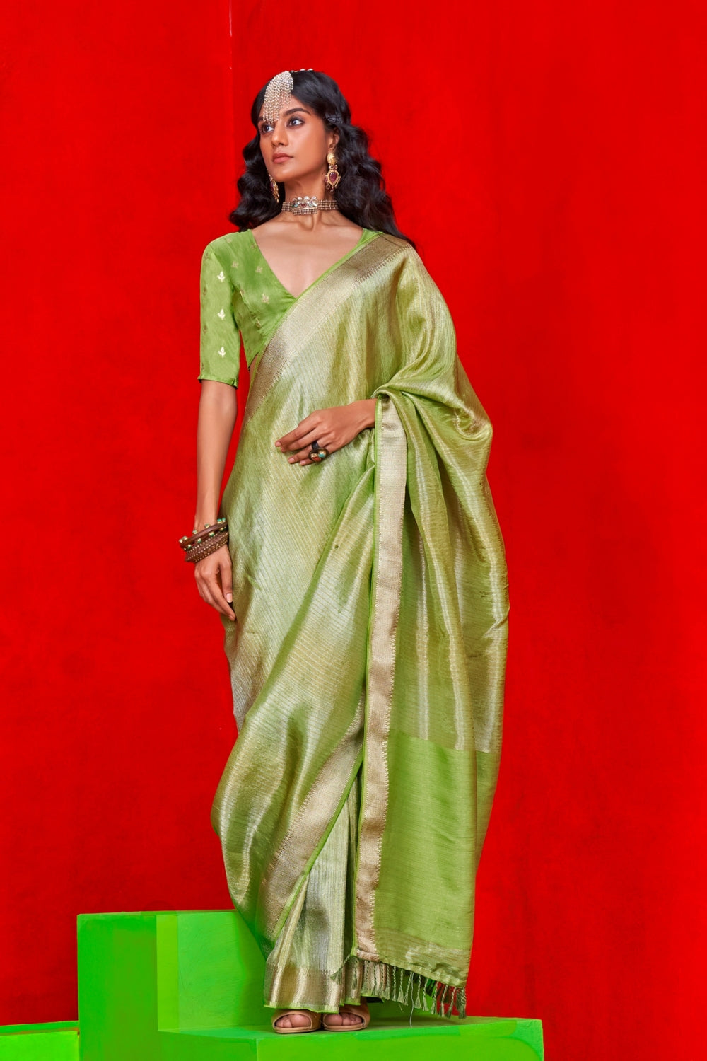 GREEN PURE VISCOSE SAREE