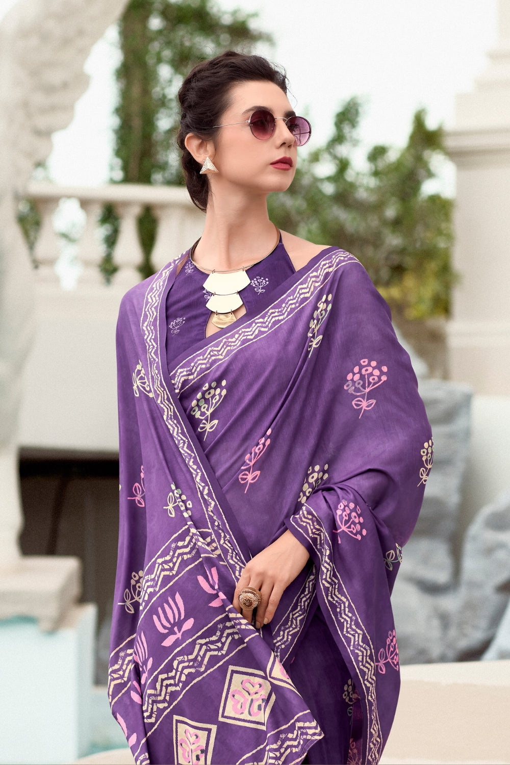 Wine Purple Pure Mal Mal Silk Saree