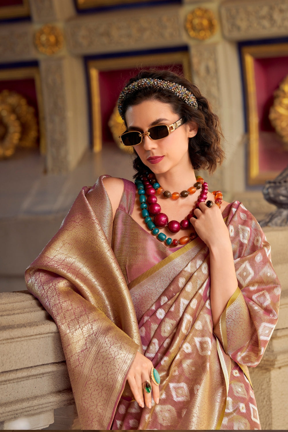 Purple Tissue Silk Saree