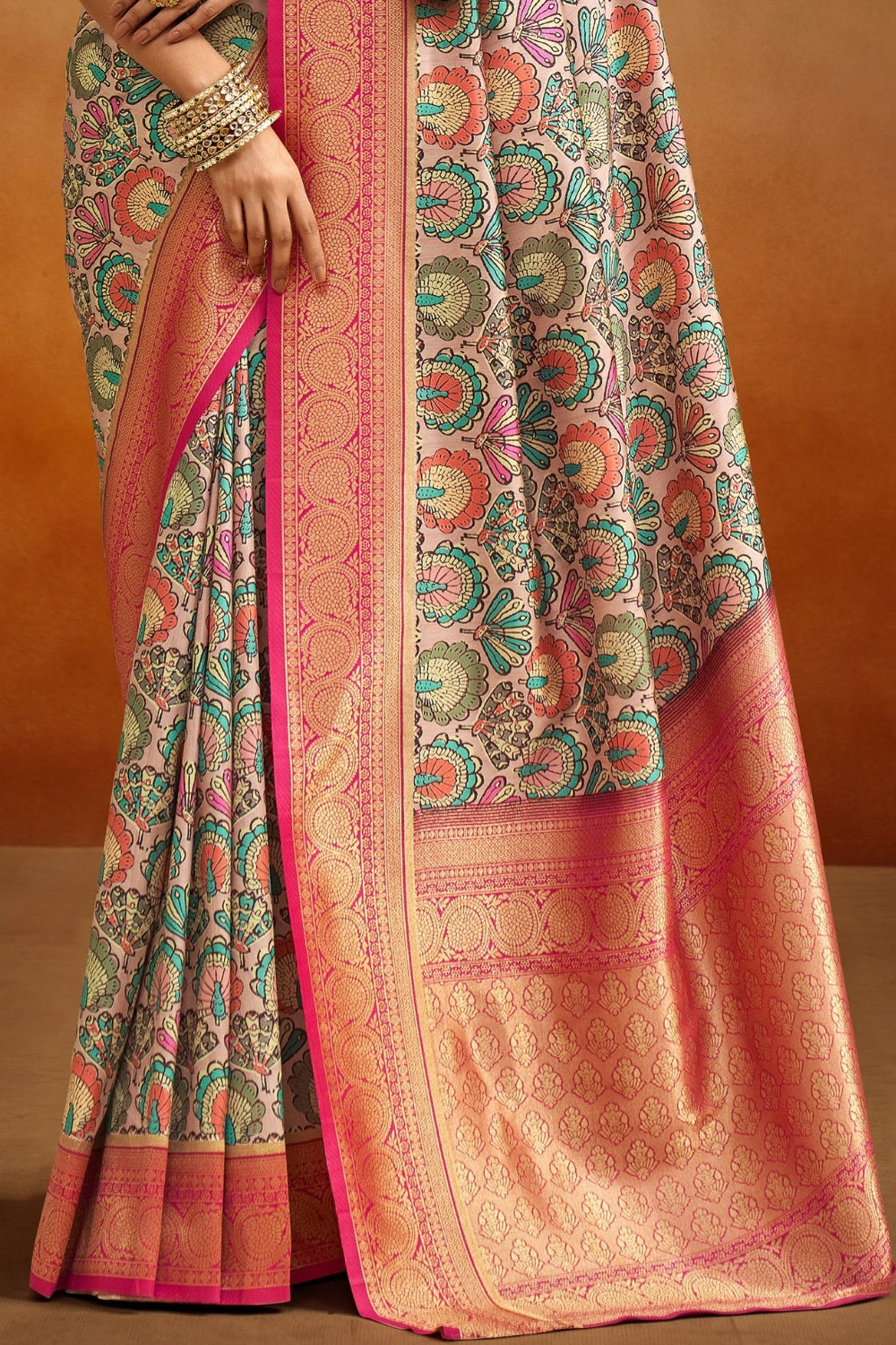 Multicolour Soft Banarasi Silk Saree