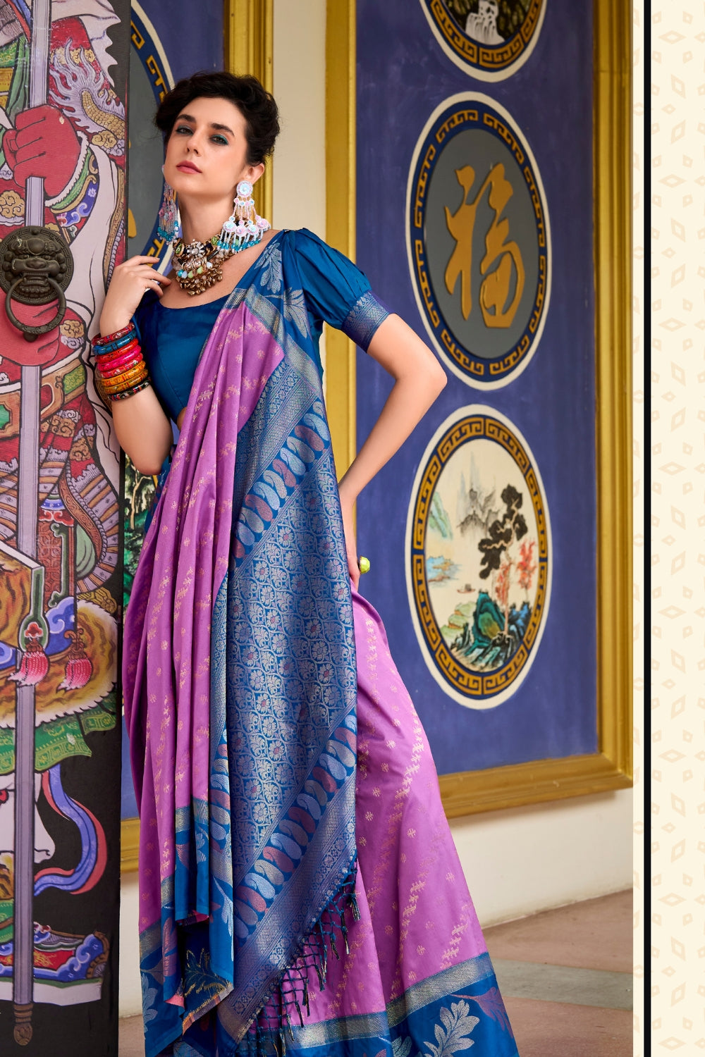 Violet Purple Banarasi Saree