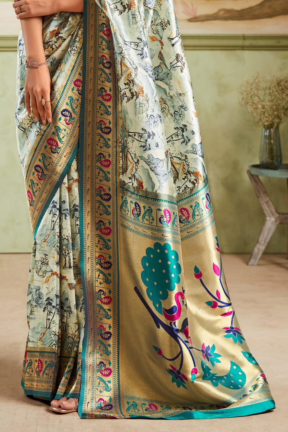 Multicolour Paithani Silk Saree