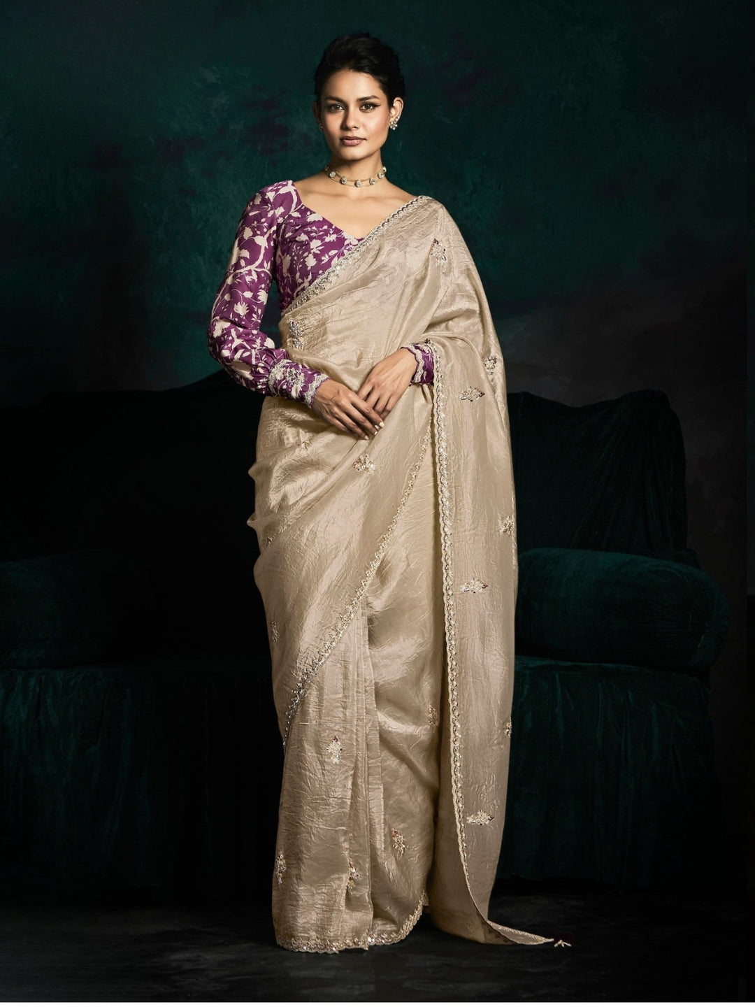 Beidge Designer Ozganza Saree