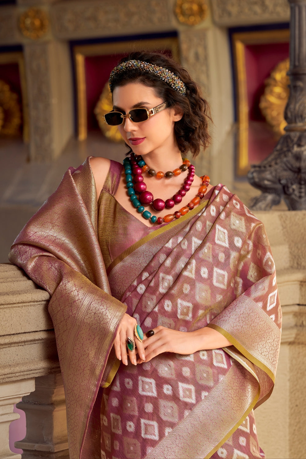 Purple Tissue Silk Saree