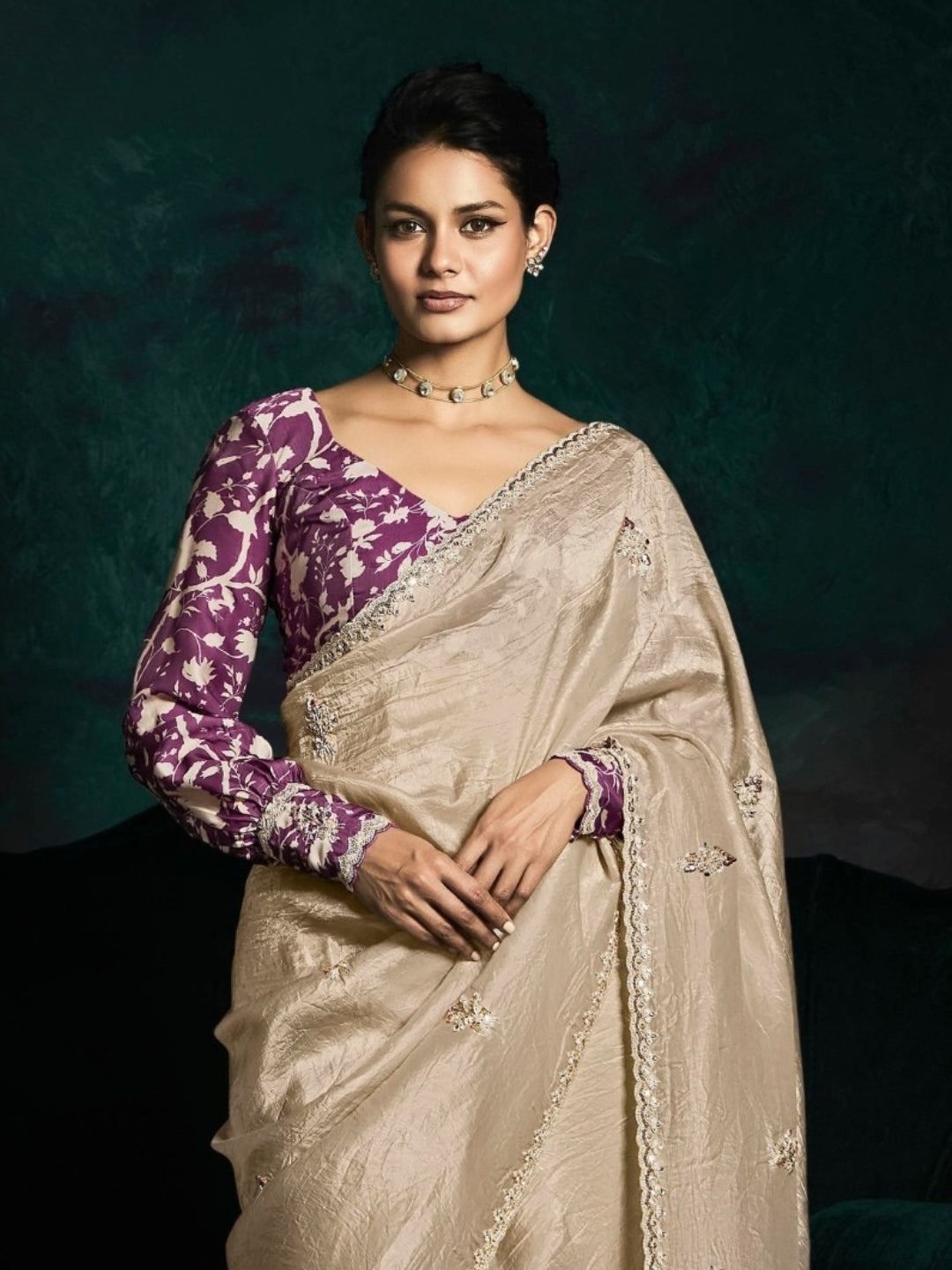 Beidge Designer Ozganza Saree