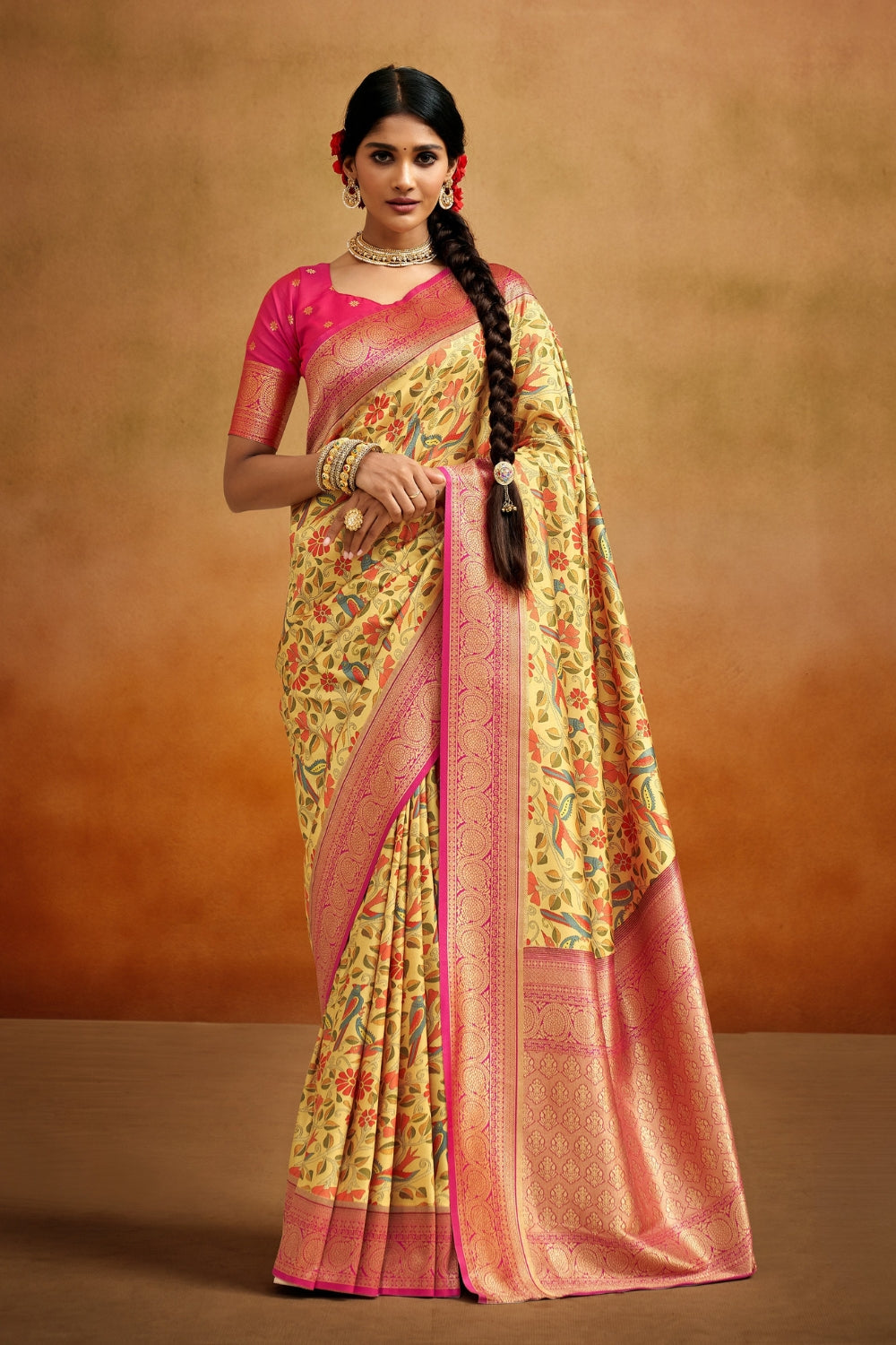 Multicolour Soft Banarasi Silk Saree