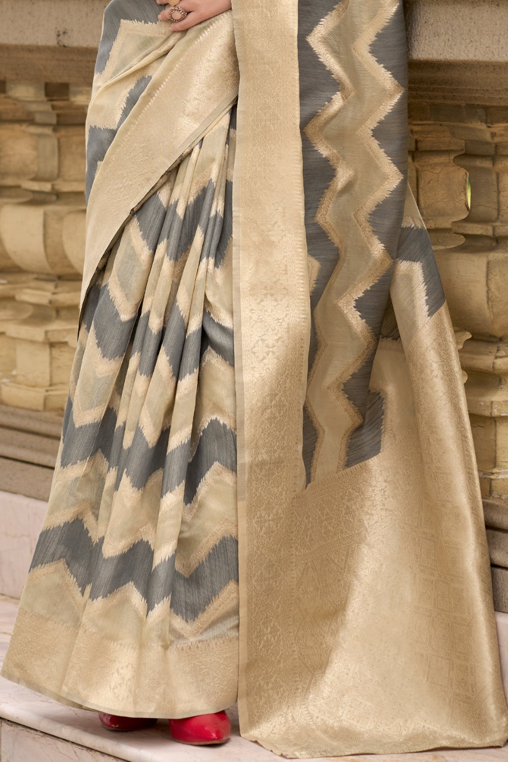 Grey Cotton Linen Silk Sarees