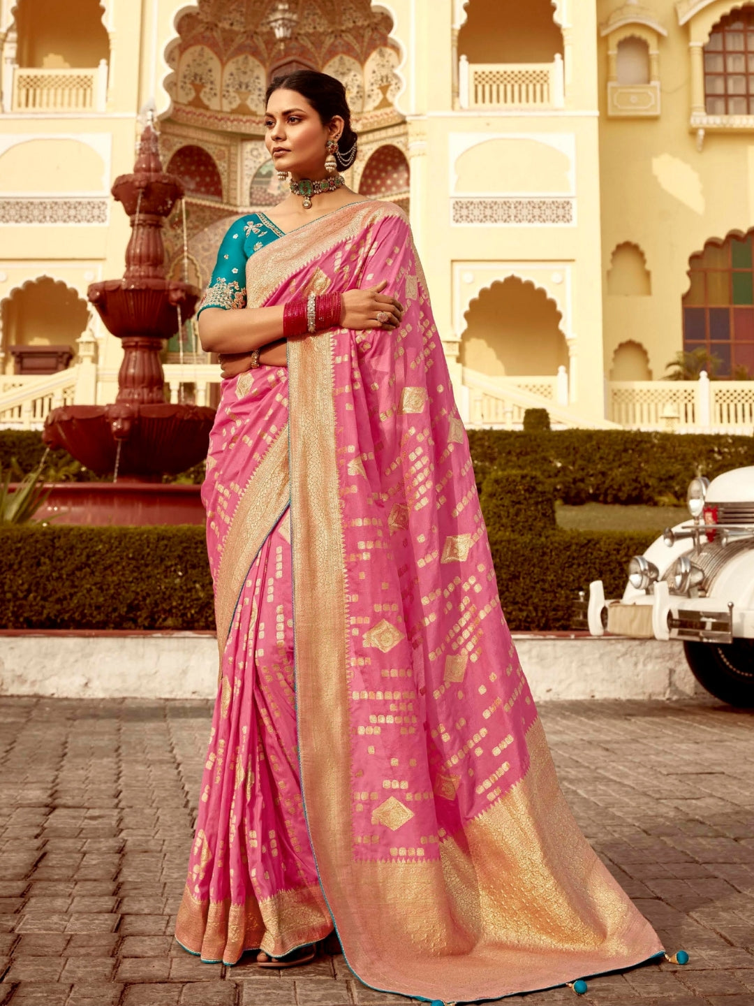 Rose Pink Khaddi Banarasi Saree