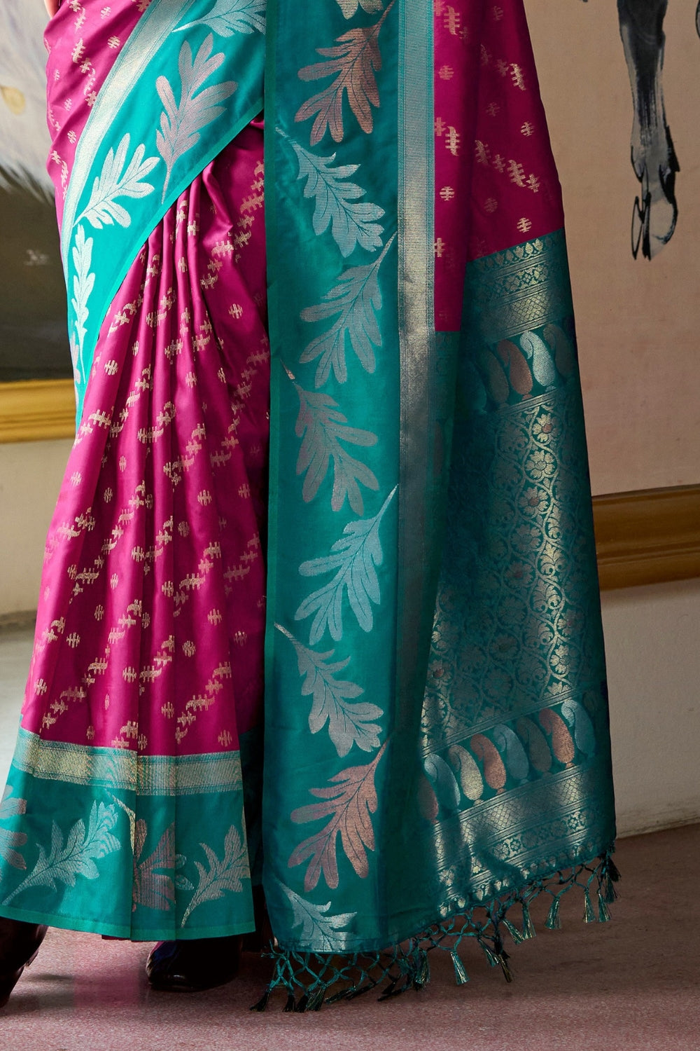 Wine Purple Banarasi Saree