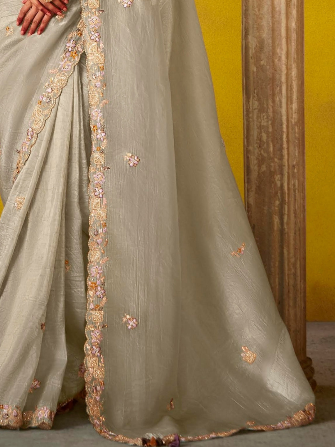 Grey Designer Banarasi Saree