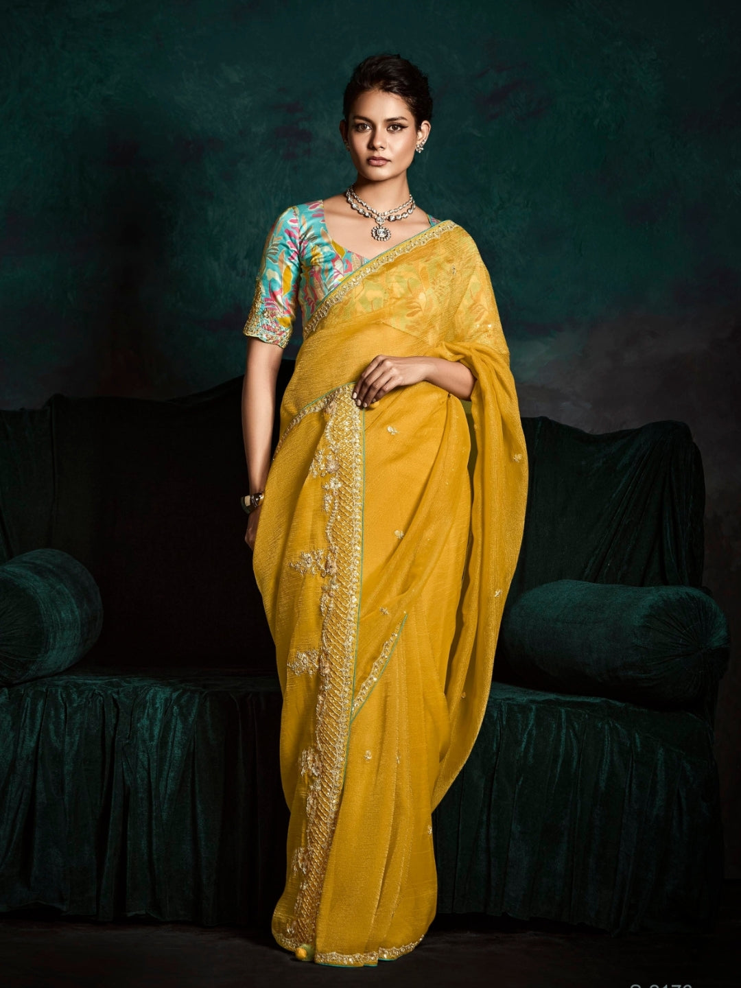 Yellow Designer Ozganza Saree