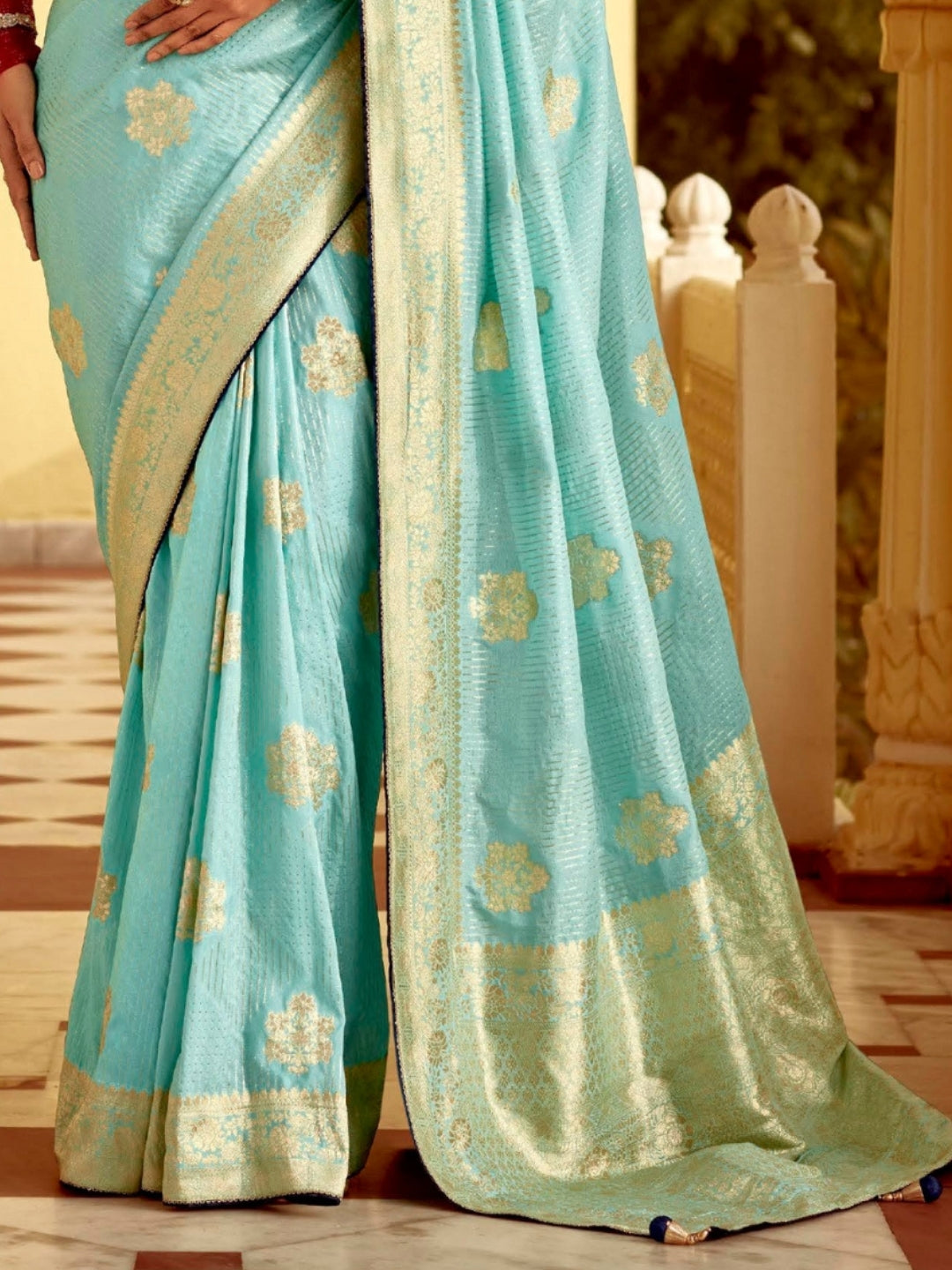 Sky Blue Khaddi Banarasi Saree