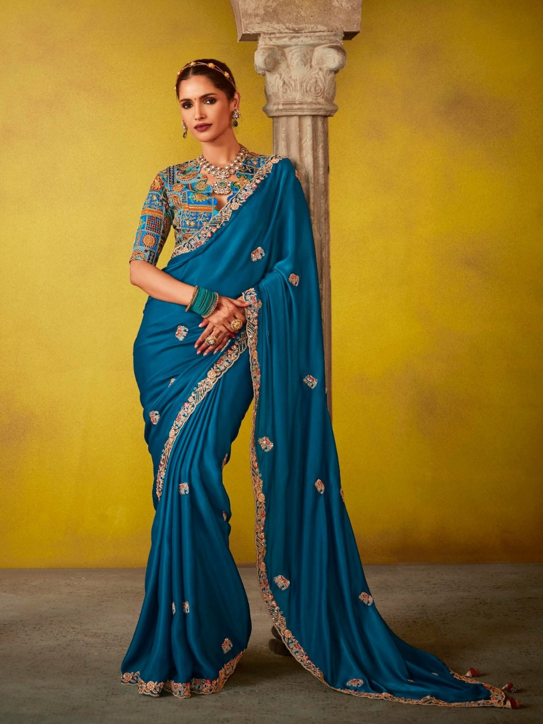 Blue Designer Banarasi Saree