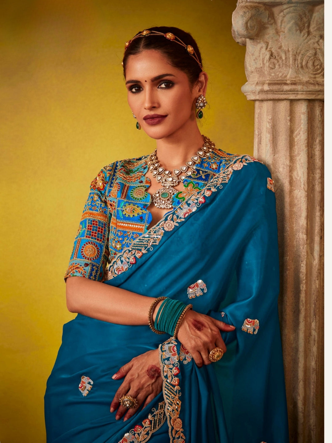 Blue Designer Banarasi Saree