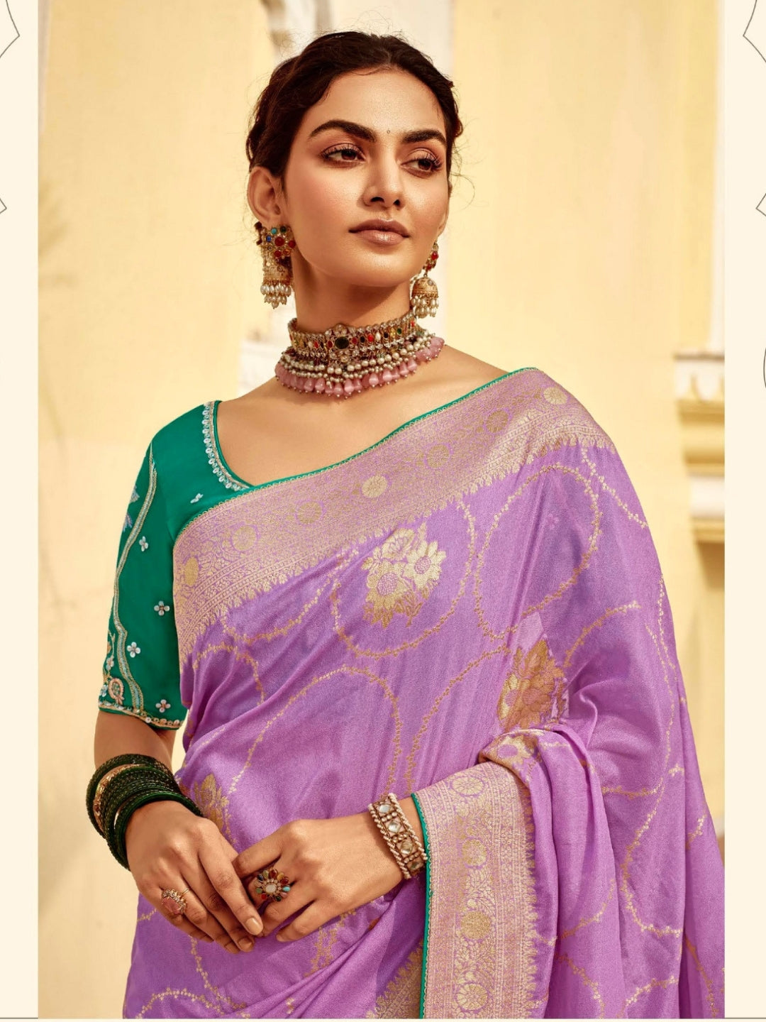 Violet Khaddi Banarasi Saree