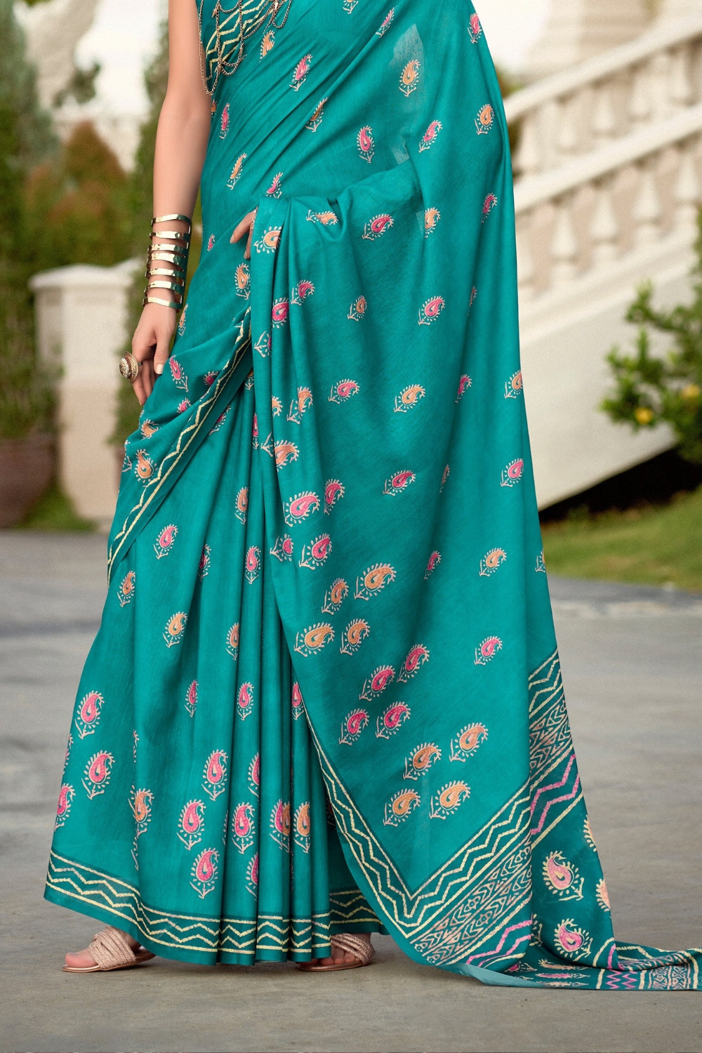 Blue Pure Mal Mal Silk Saree