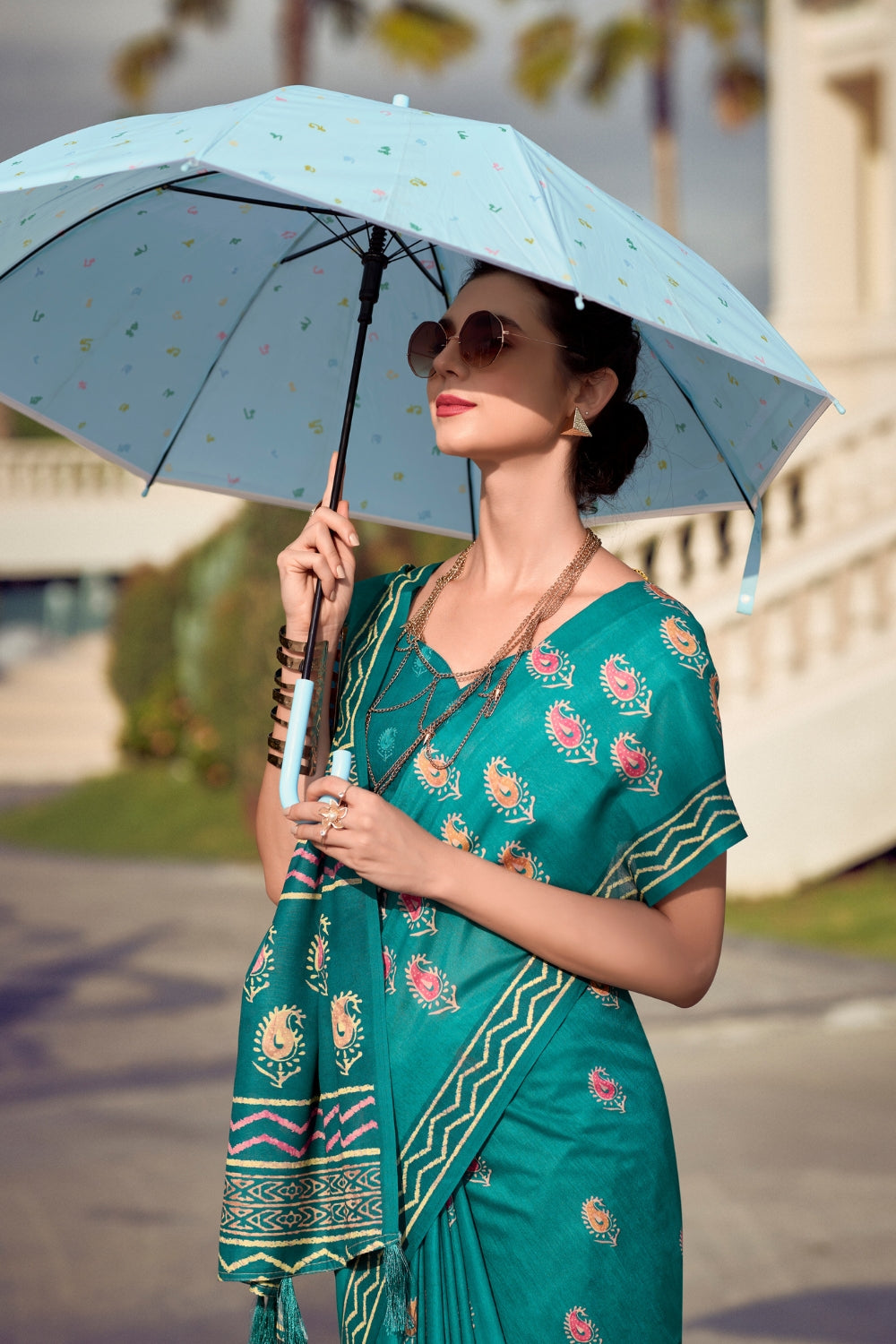 Blue Pure Mal Mal Silk Saree