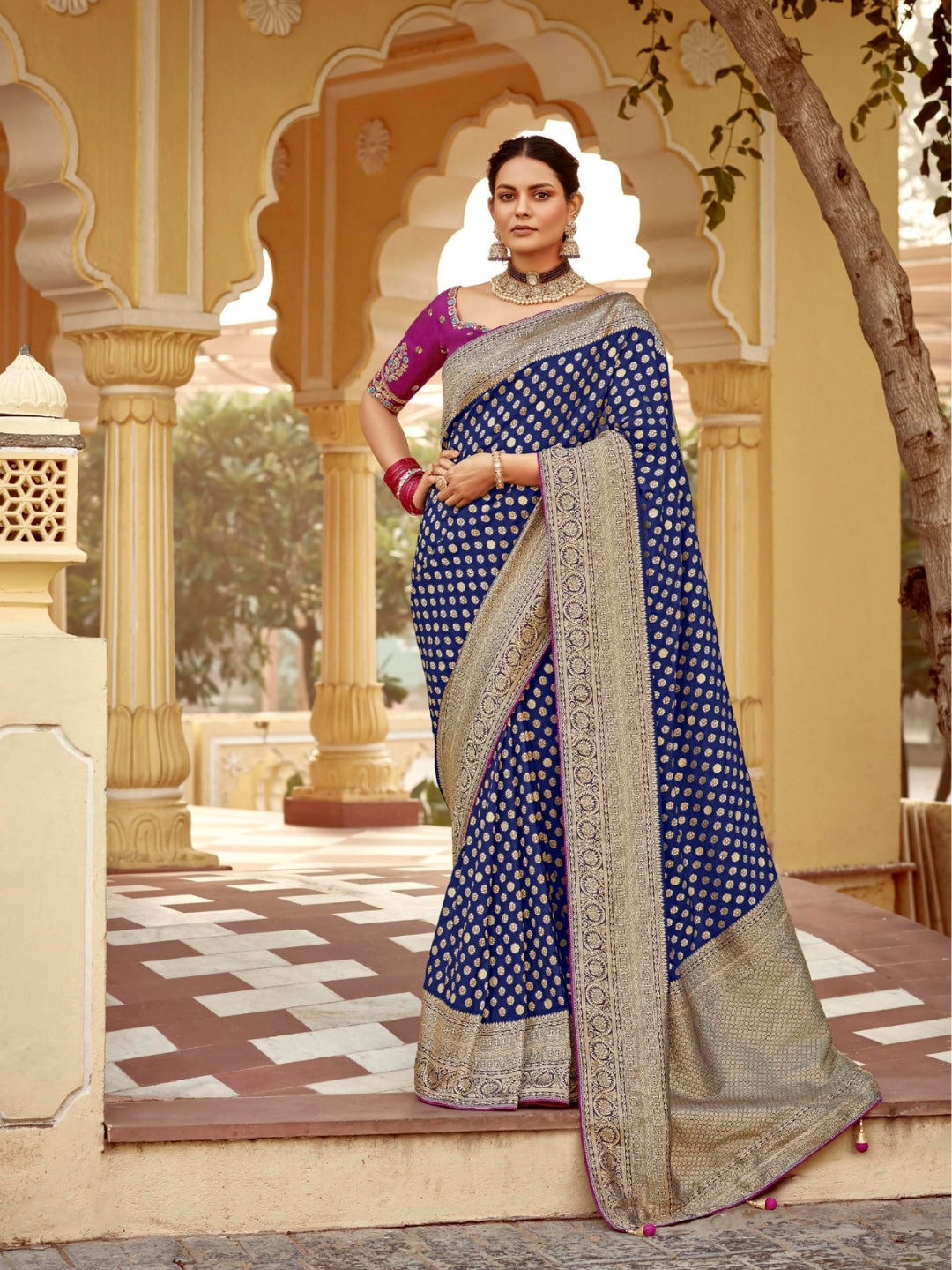 Denim Blue Khaddi Banarasi Saree