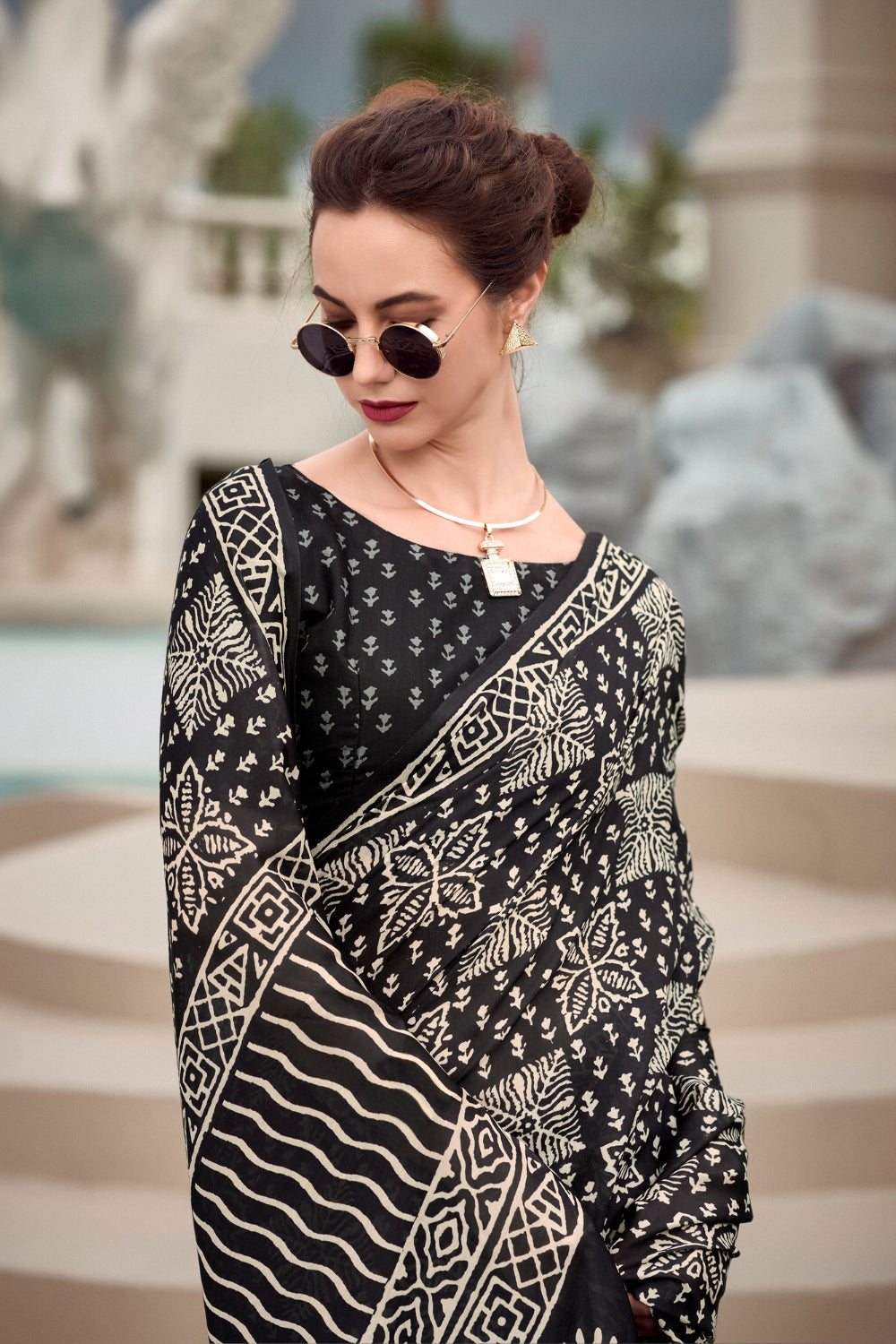 Grey Pure Mal Mal Silk Saree