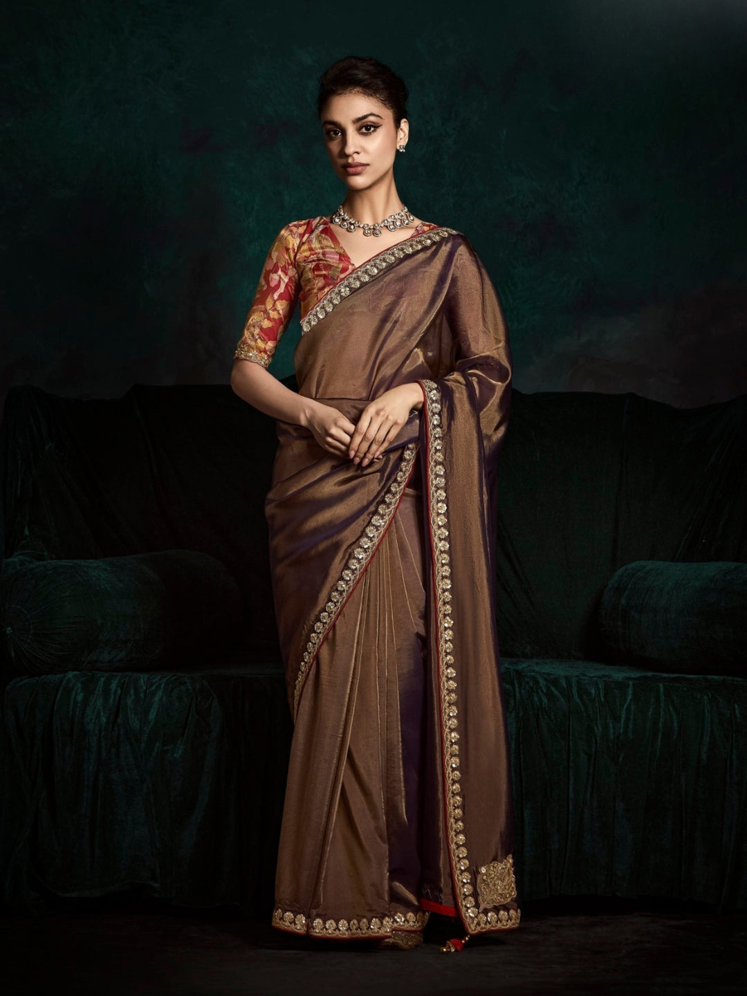 Brown Designer Ozganza Saree