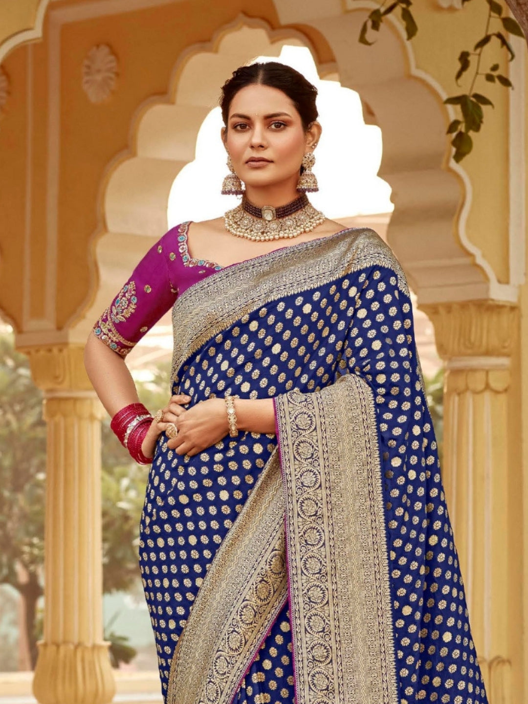 Denim Blue Khaddi Banarasi Saree