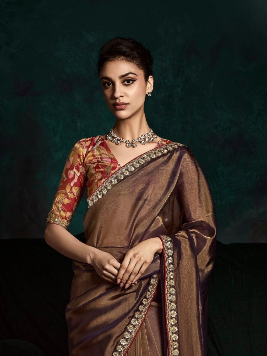 Brown Designer Ozganza Saree