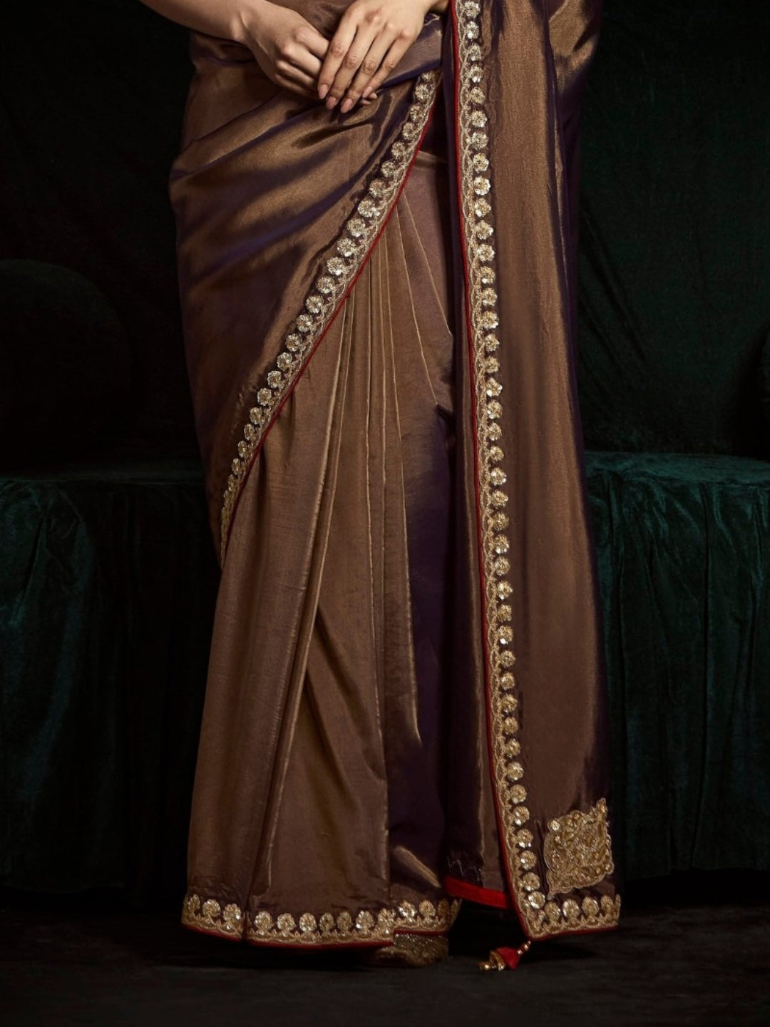 Brown Designer Ozganza Saree