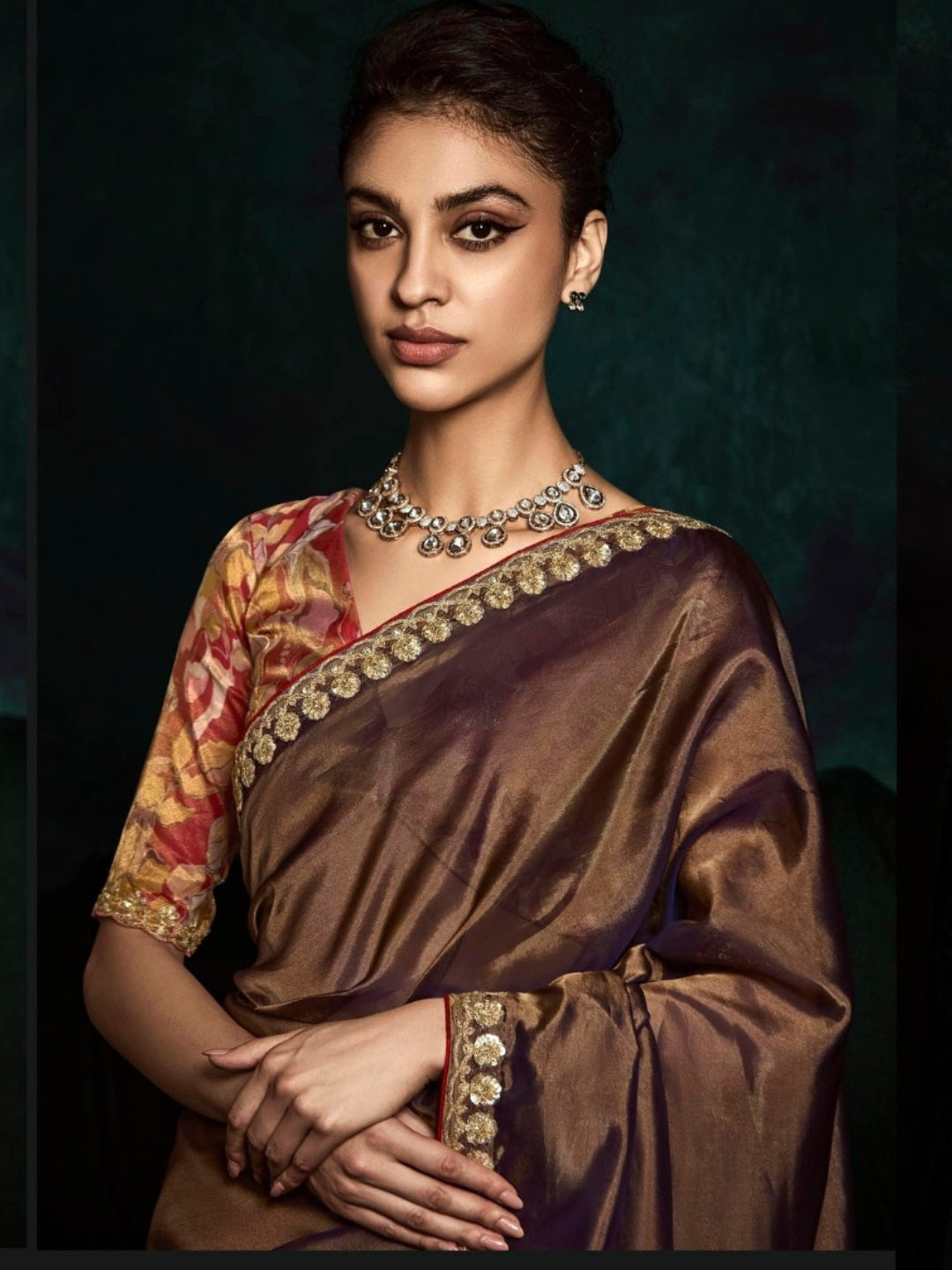 Brown Designer Ozganza Saree