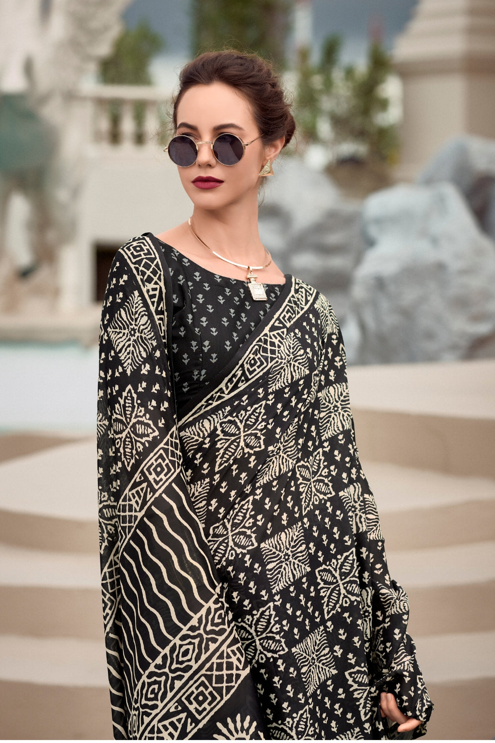 Grey Pure Mal Mal Silk Saree