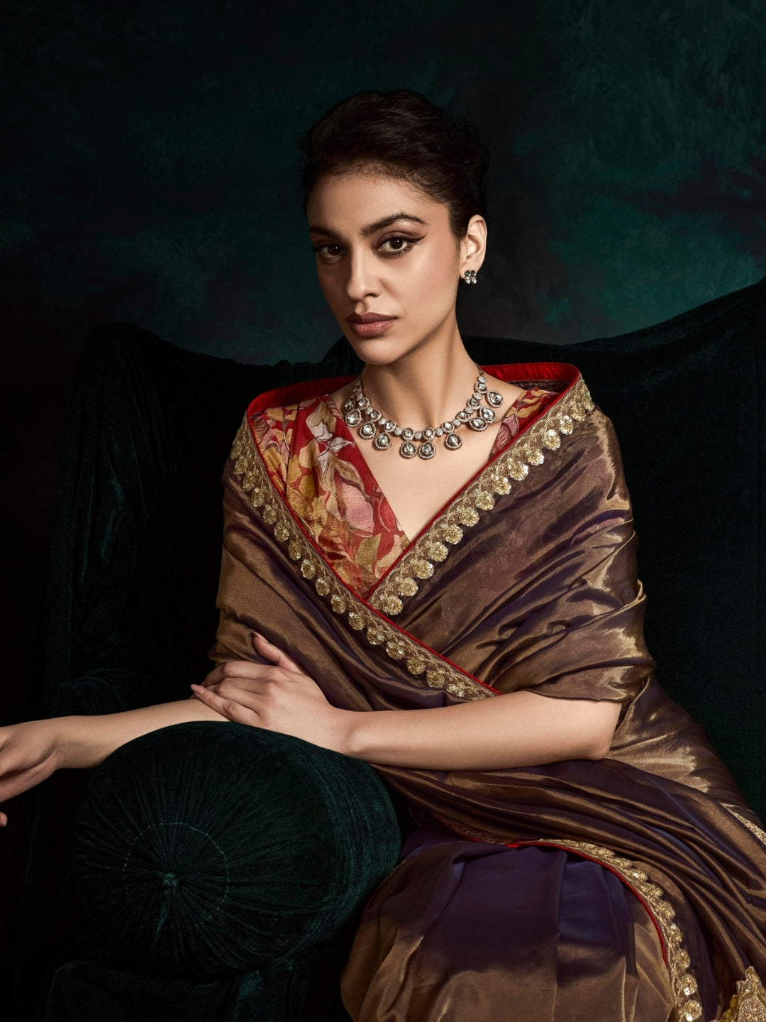 Brown Designer Ozganza Saree