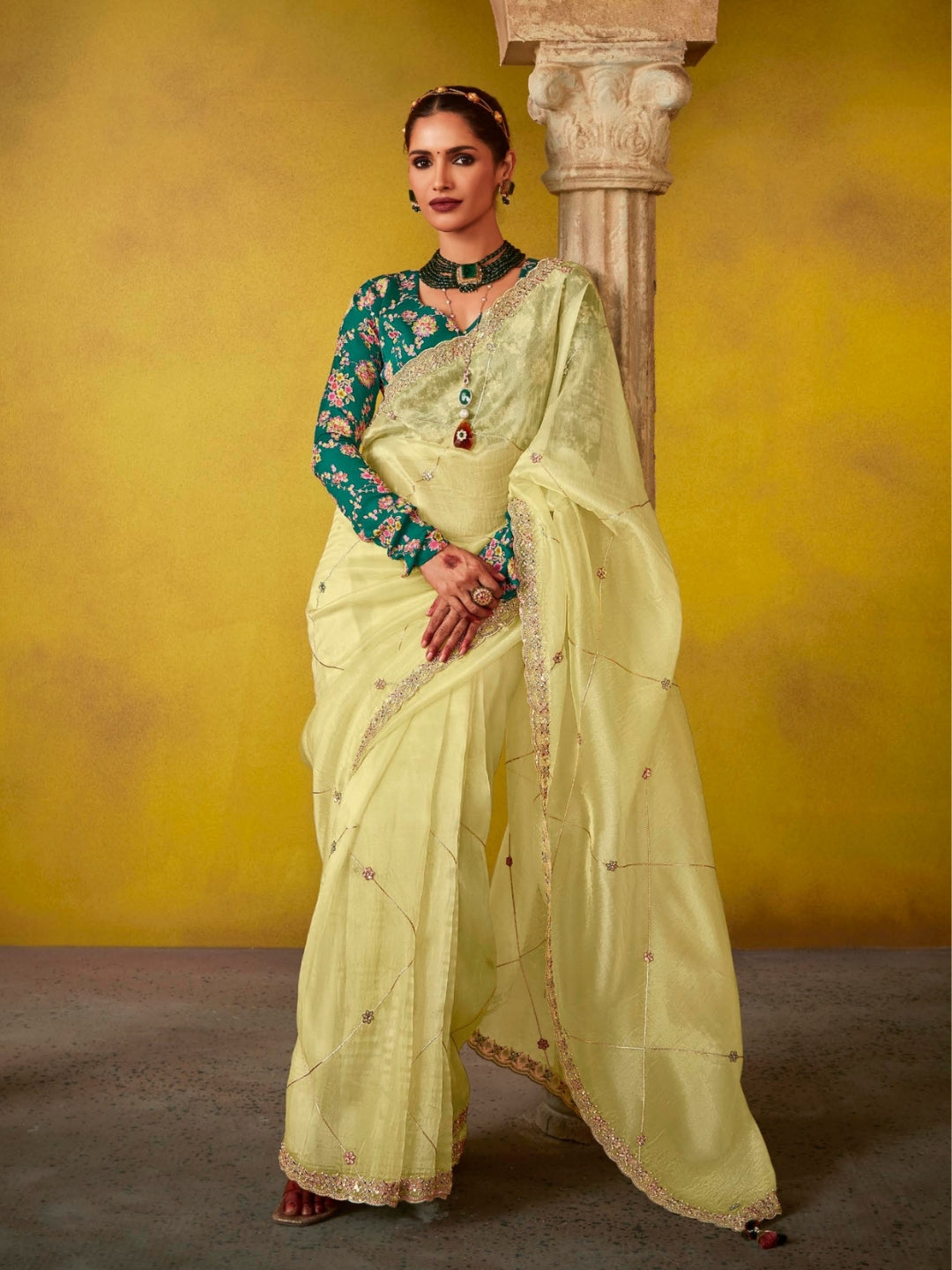 Yellow Designer Banarasi Saree