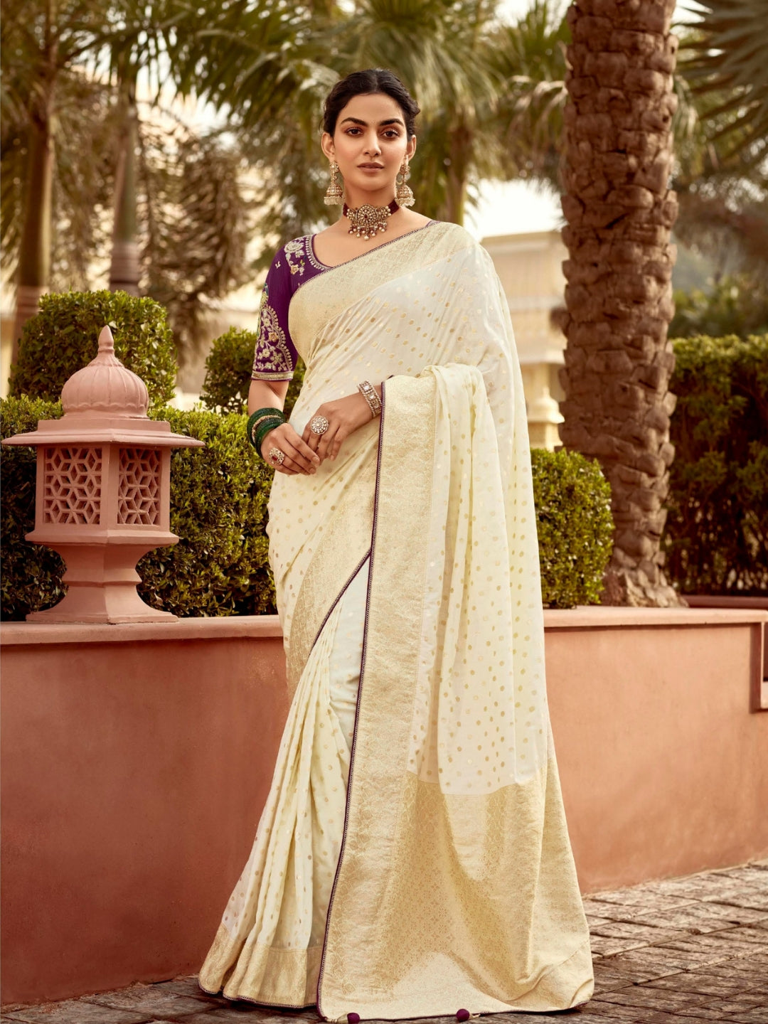 Pure White Khaddi Banarasi Saree