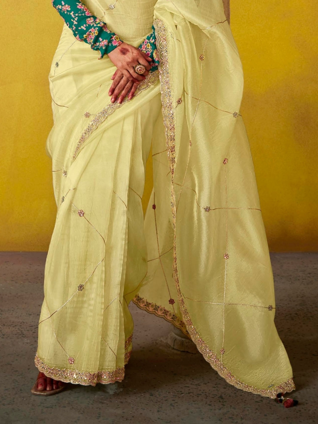 Yellow Designer Banarasi Saree