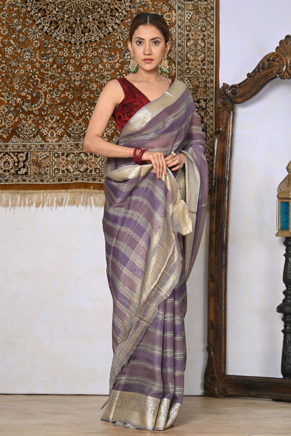 Buy Purple Patola Silk Blend Saree Nitaraa