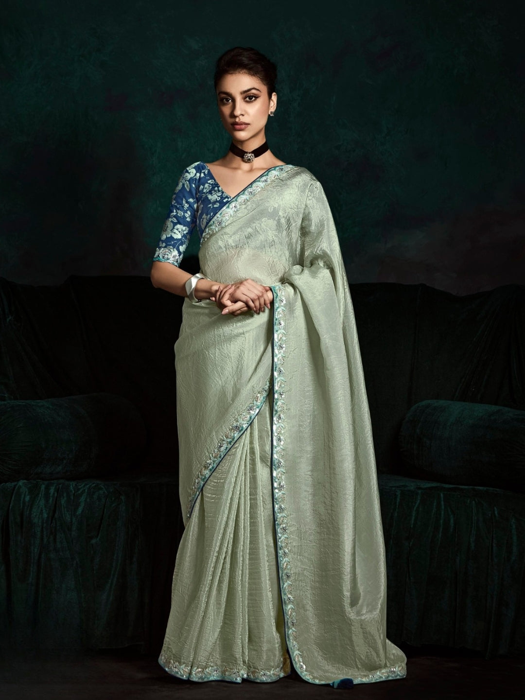 Fern Green Designer Ozganza Saree