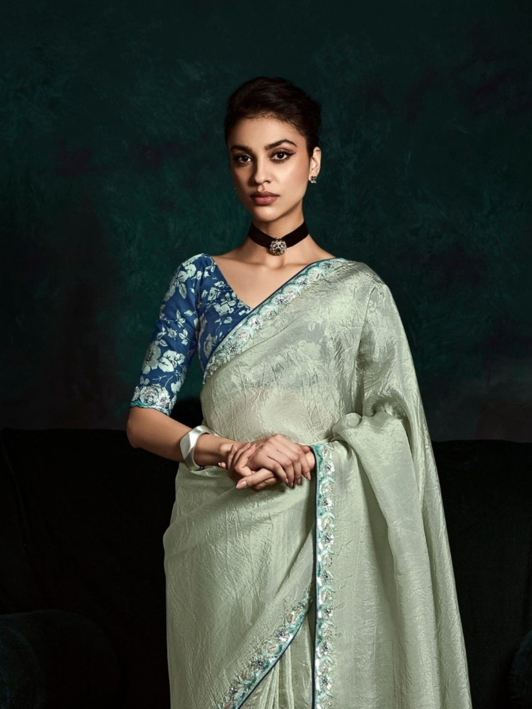 Fern Green Designer Ozganza Saree