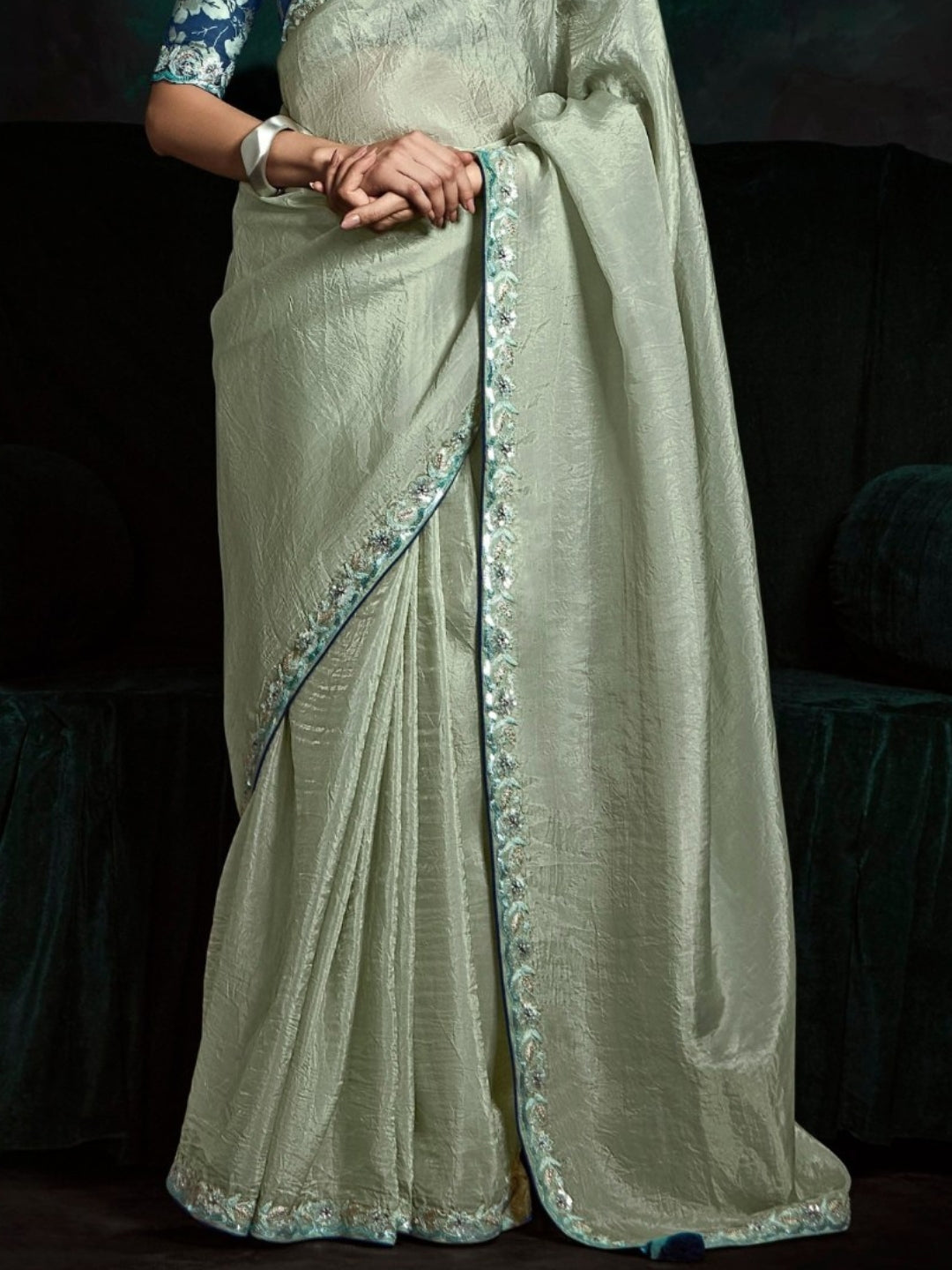 Fern Green Designer Ozganza Saree