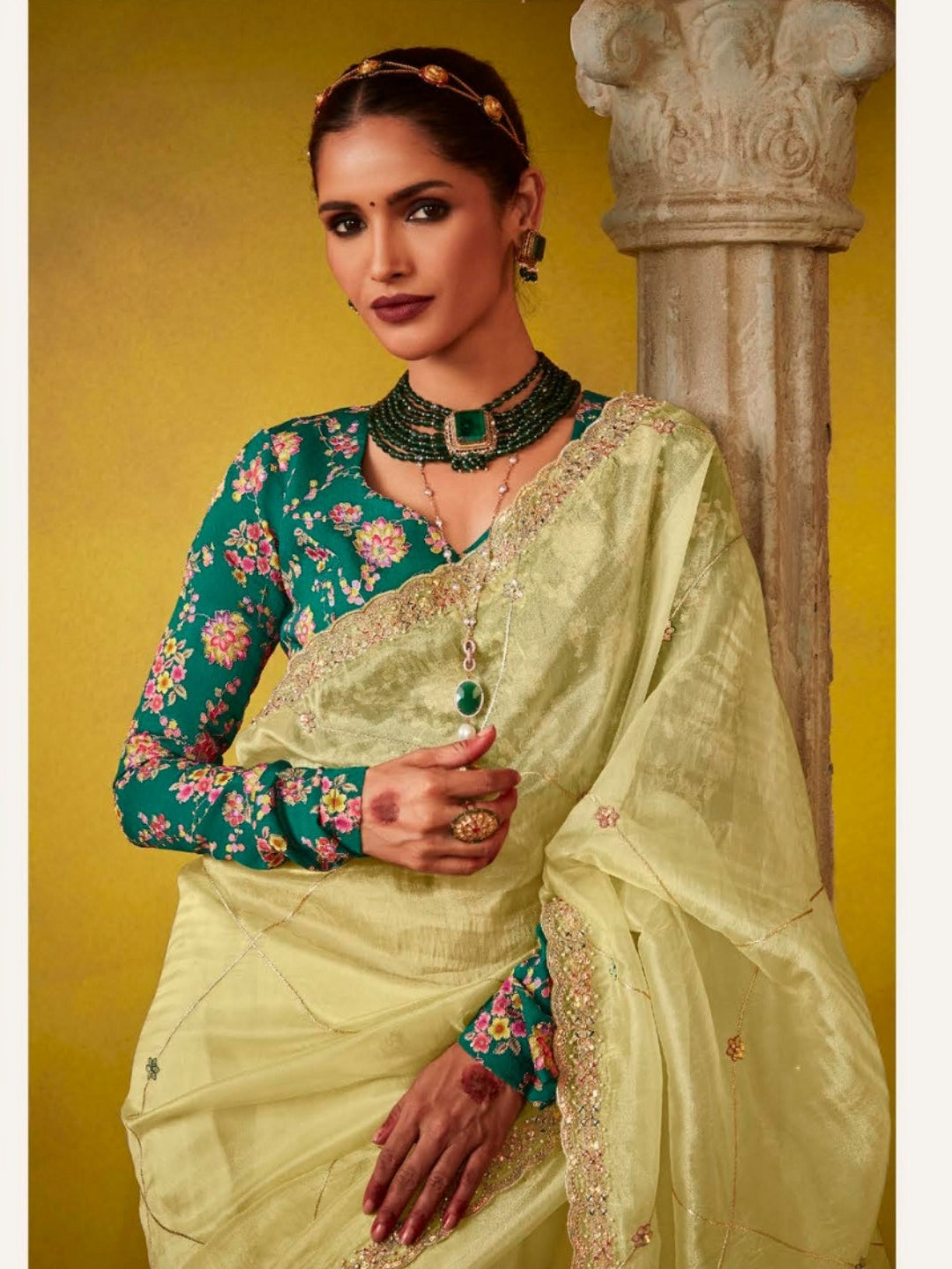 Yellow Designer Banarasi Saree