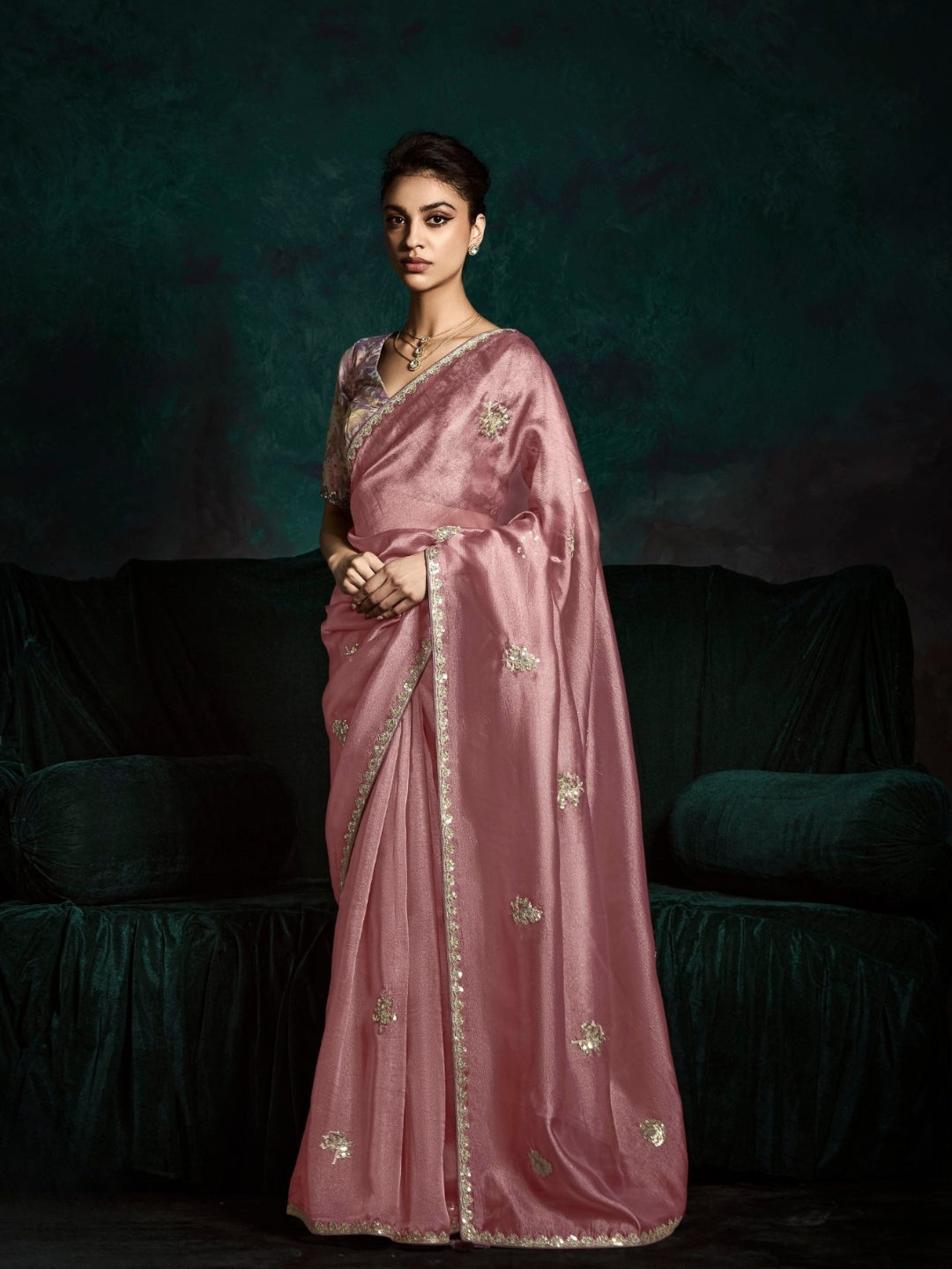 Magenta Pink Designer Ozganza Saree