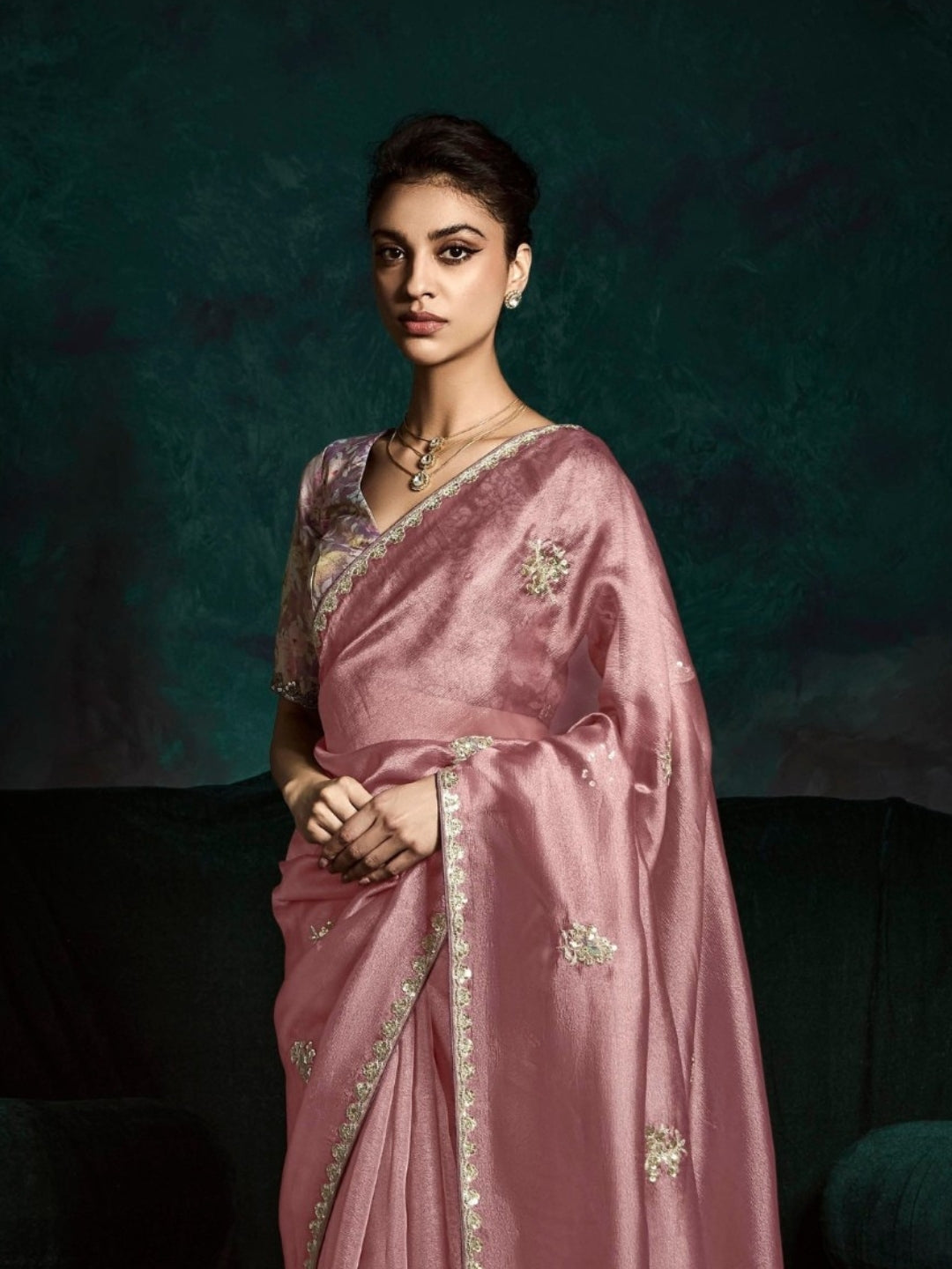 Magenta Pink Designer Ozganza Saree