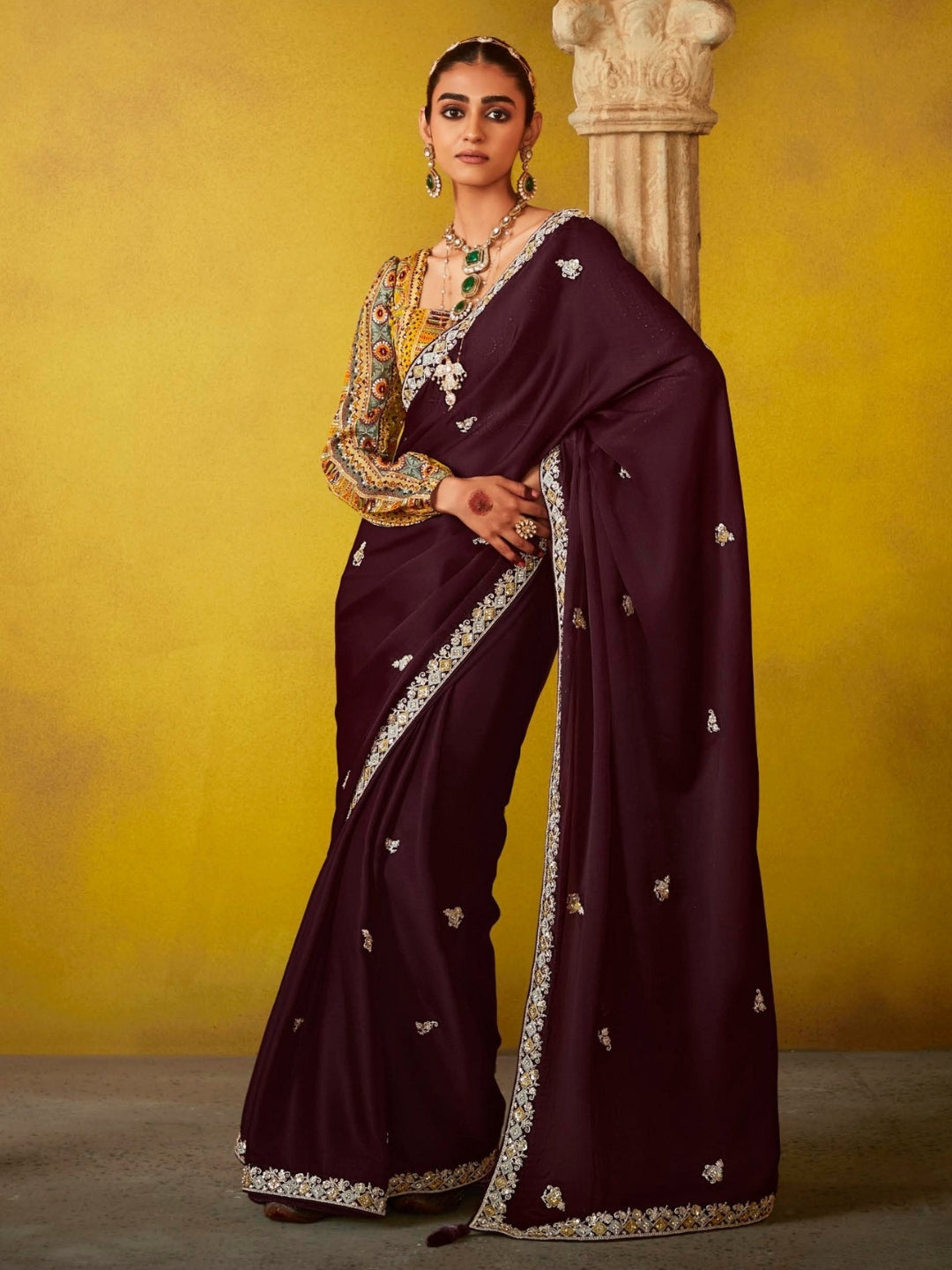 Wine Designer Banarasi Saree