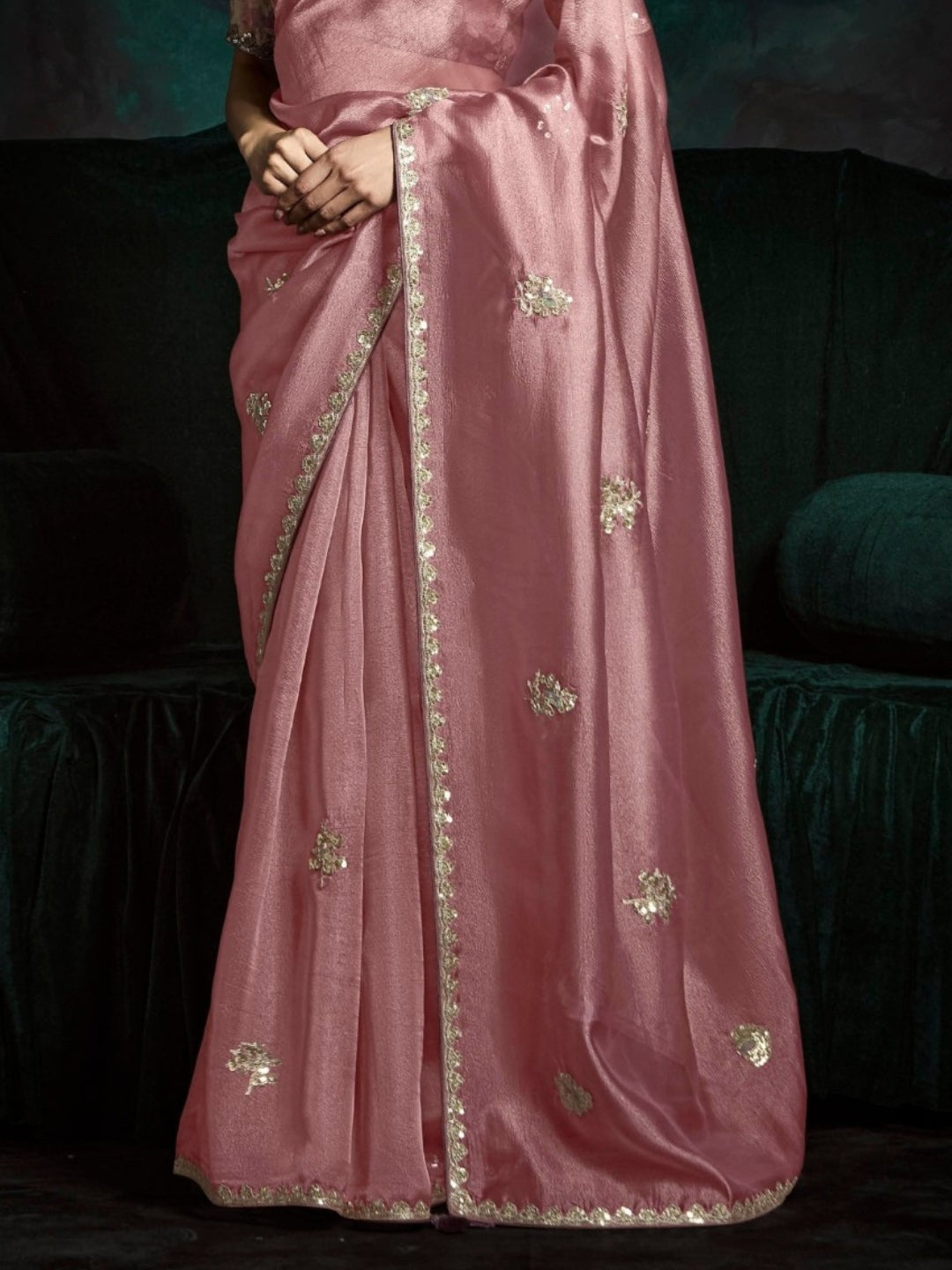 Magenta Pink Designer Ozganza Saree