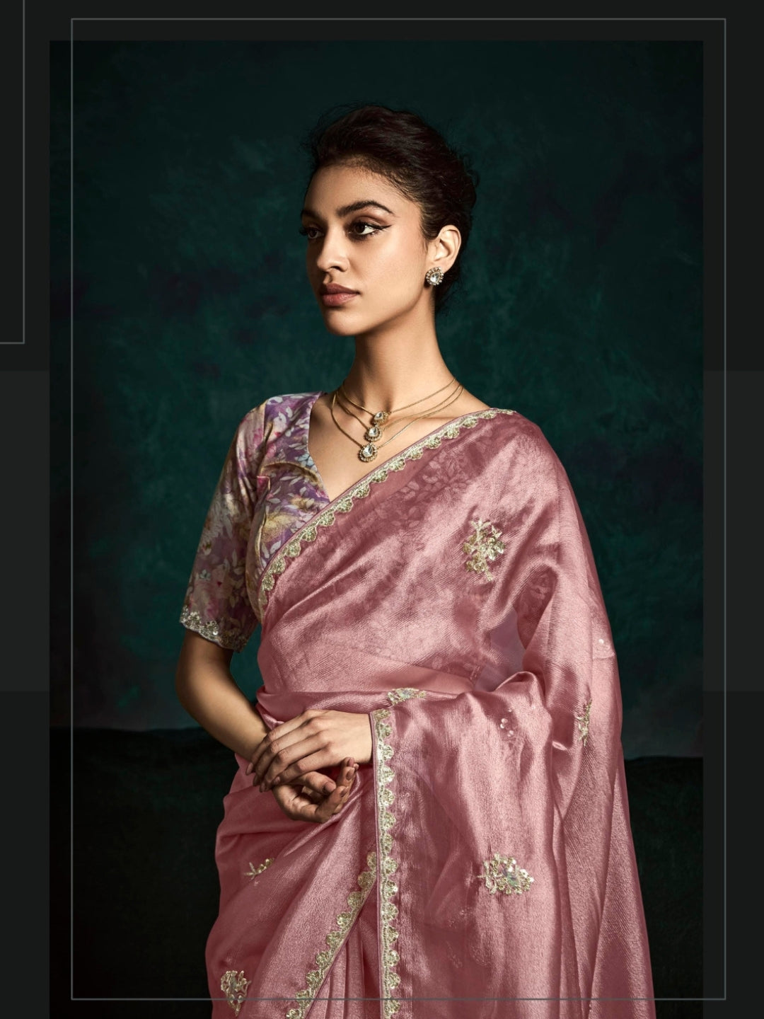 Magenta Pink Designer Ozganza Saree