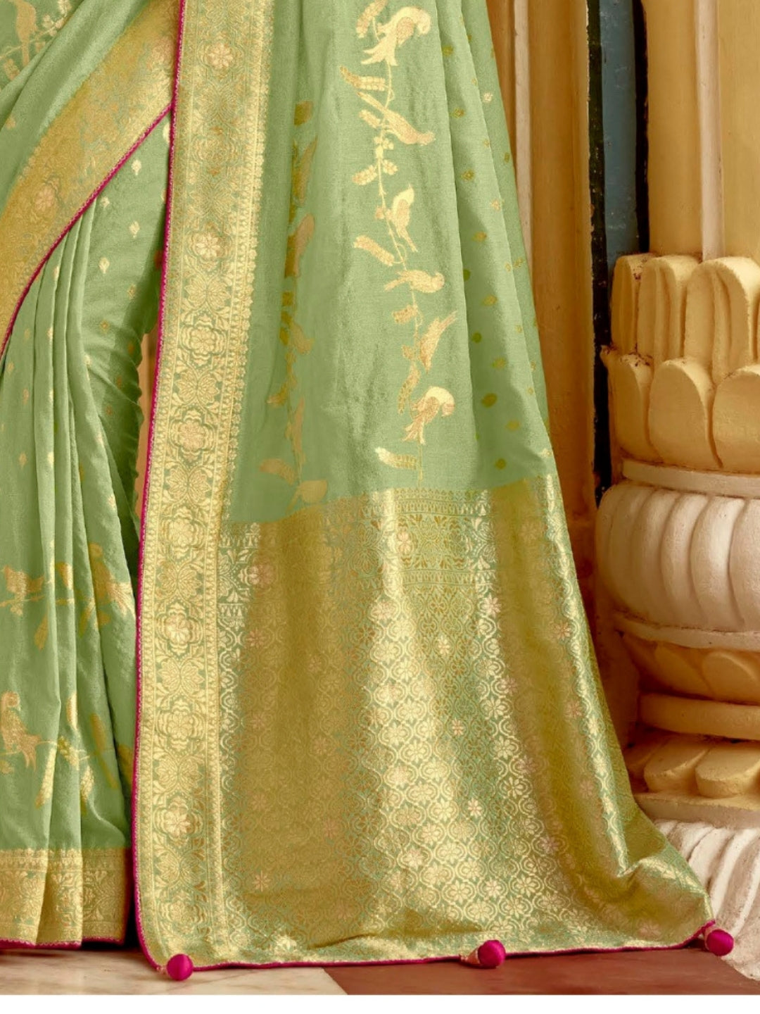 Fern Green Khaddi Banarasi Saree