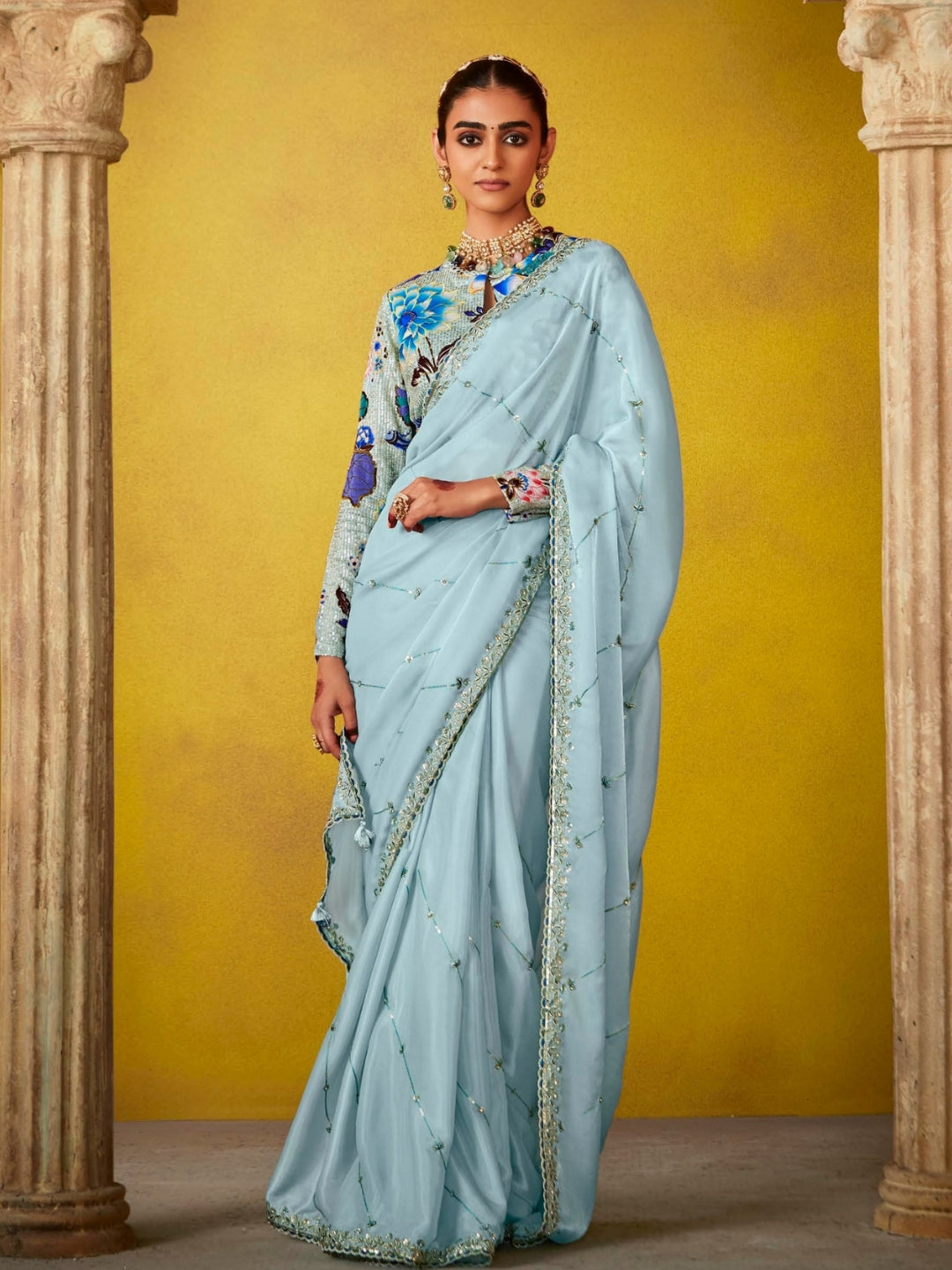 Blue Designer Banarasi Saree