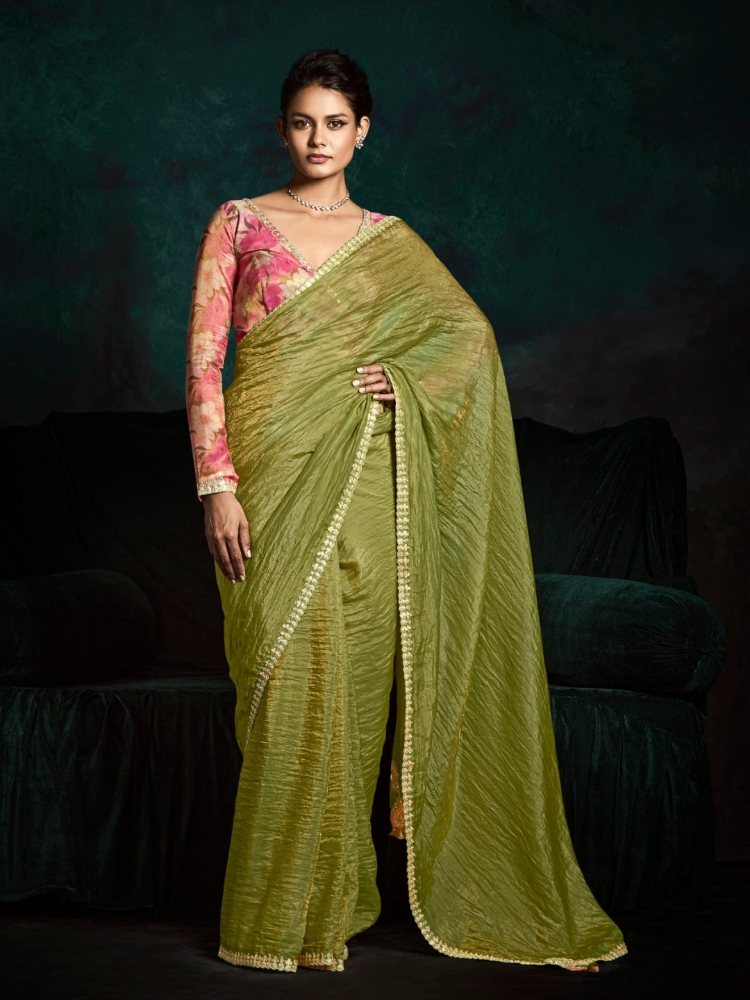 Green Designer Ozganza Saree