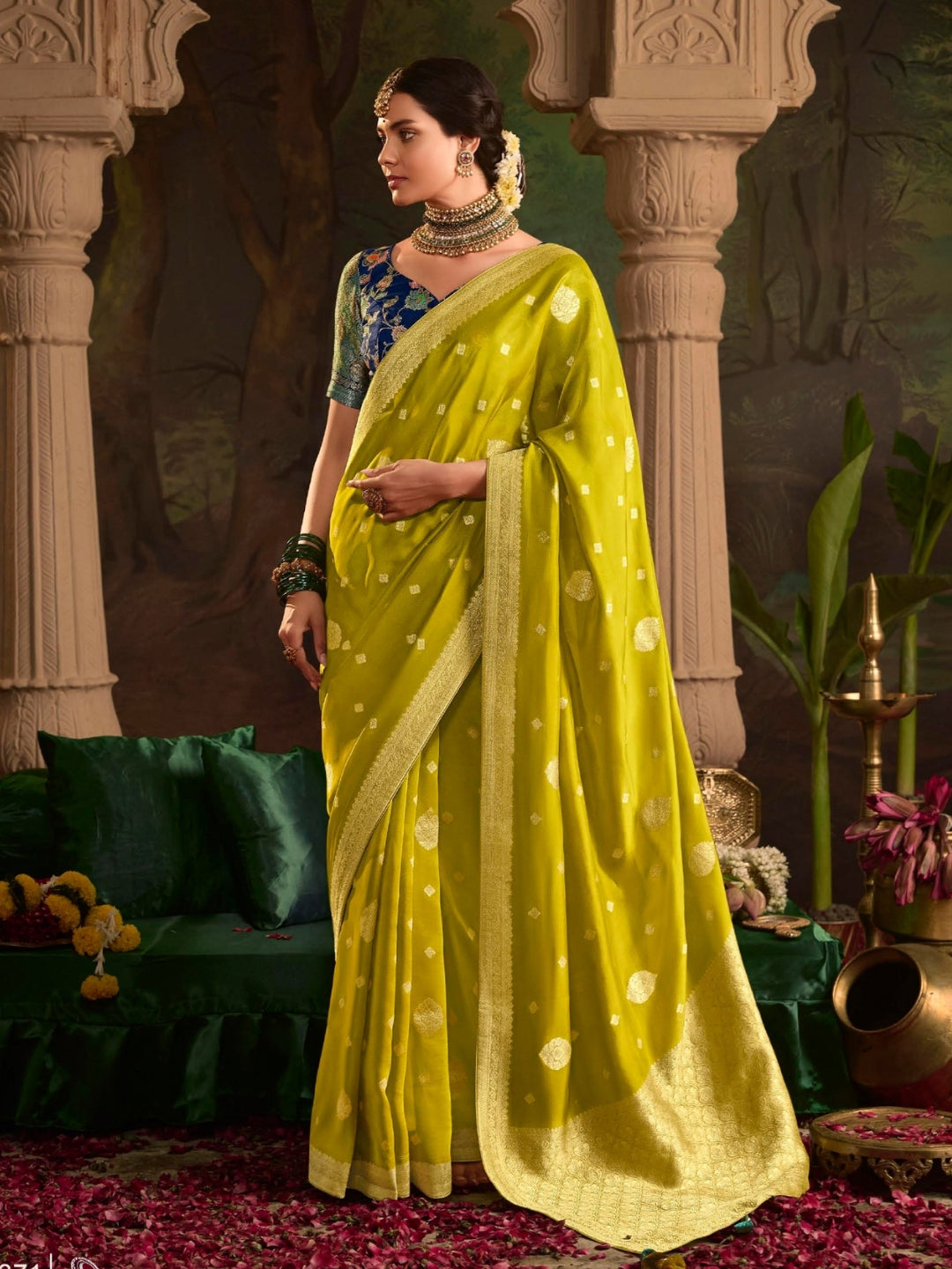 Light Green Crepe Dola Banarasi Saree