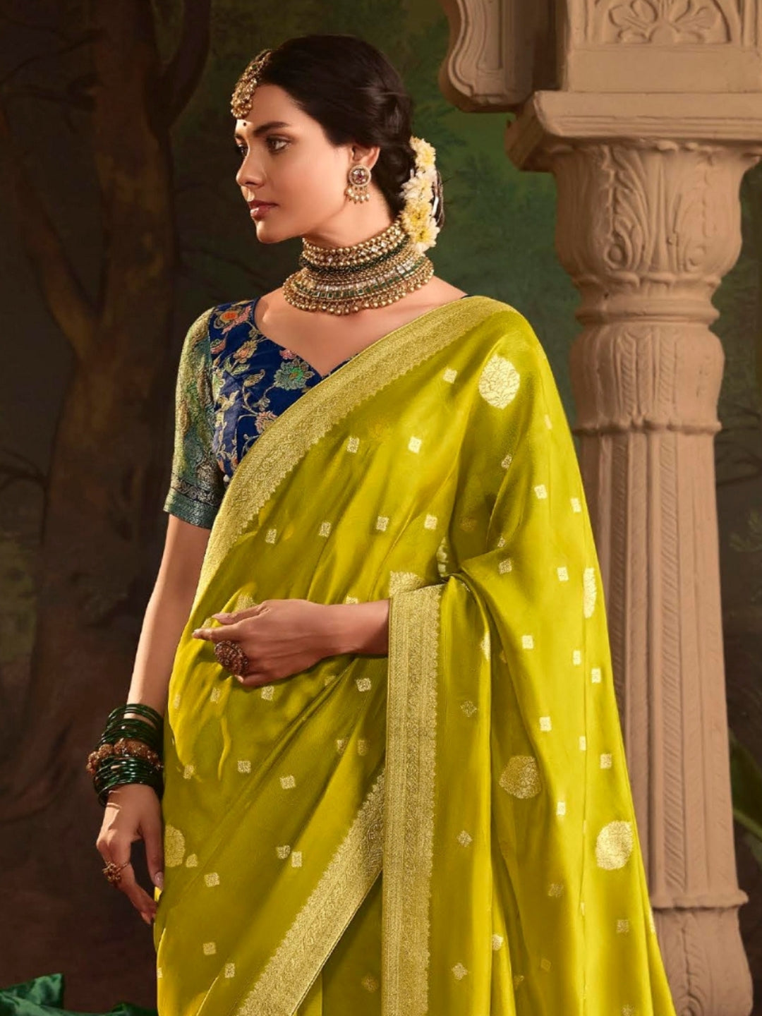 Light Green Crepe Dola Banarasi Saree