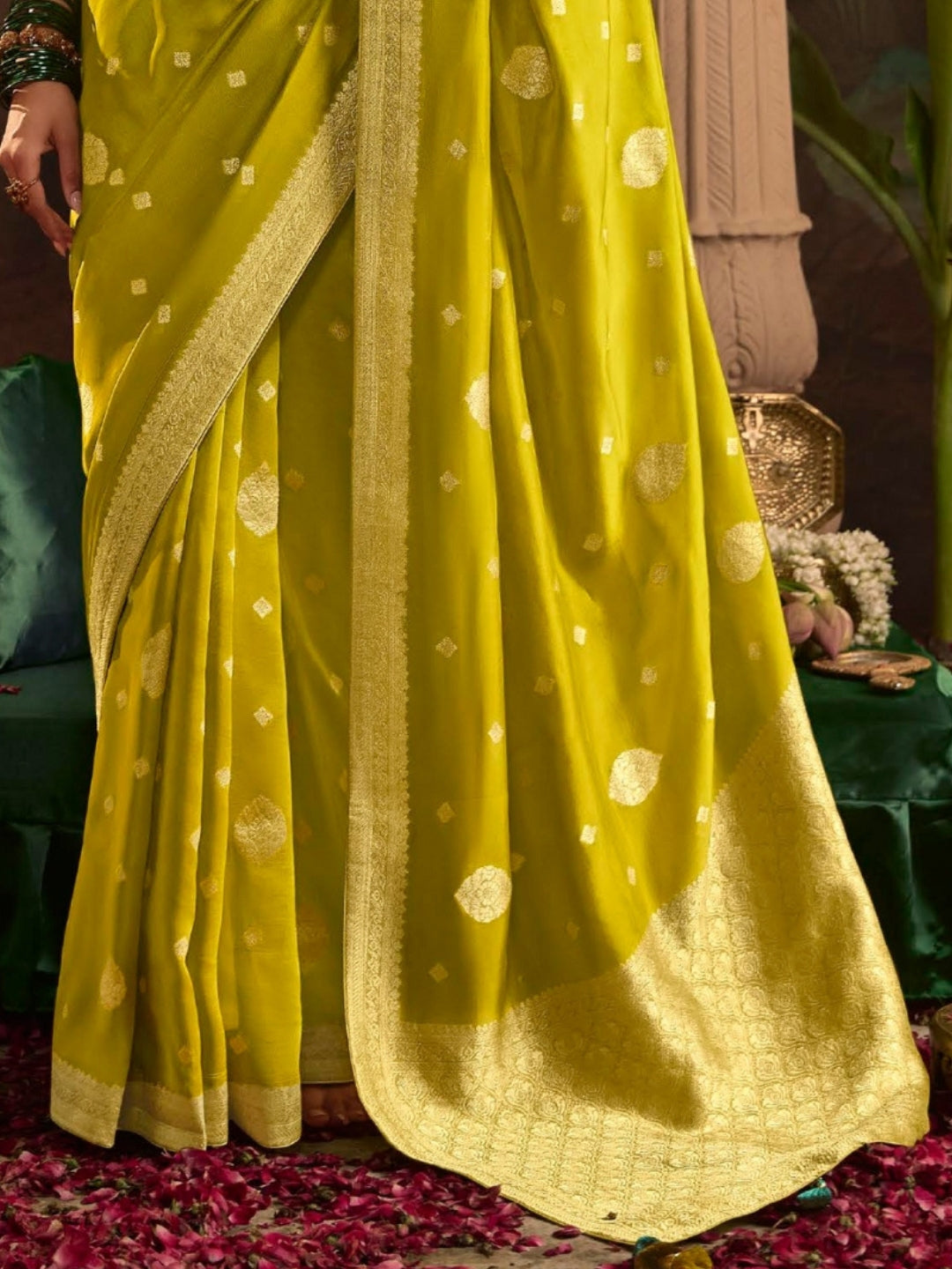 Light Green Crepe Dola Banarasi Saree