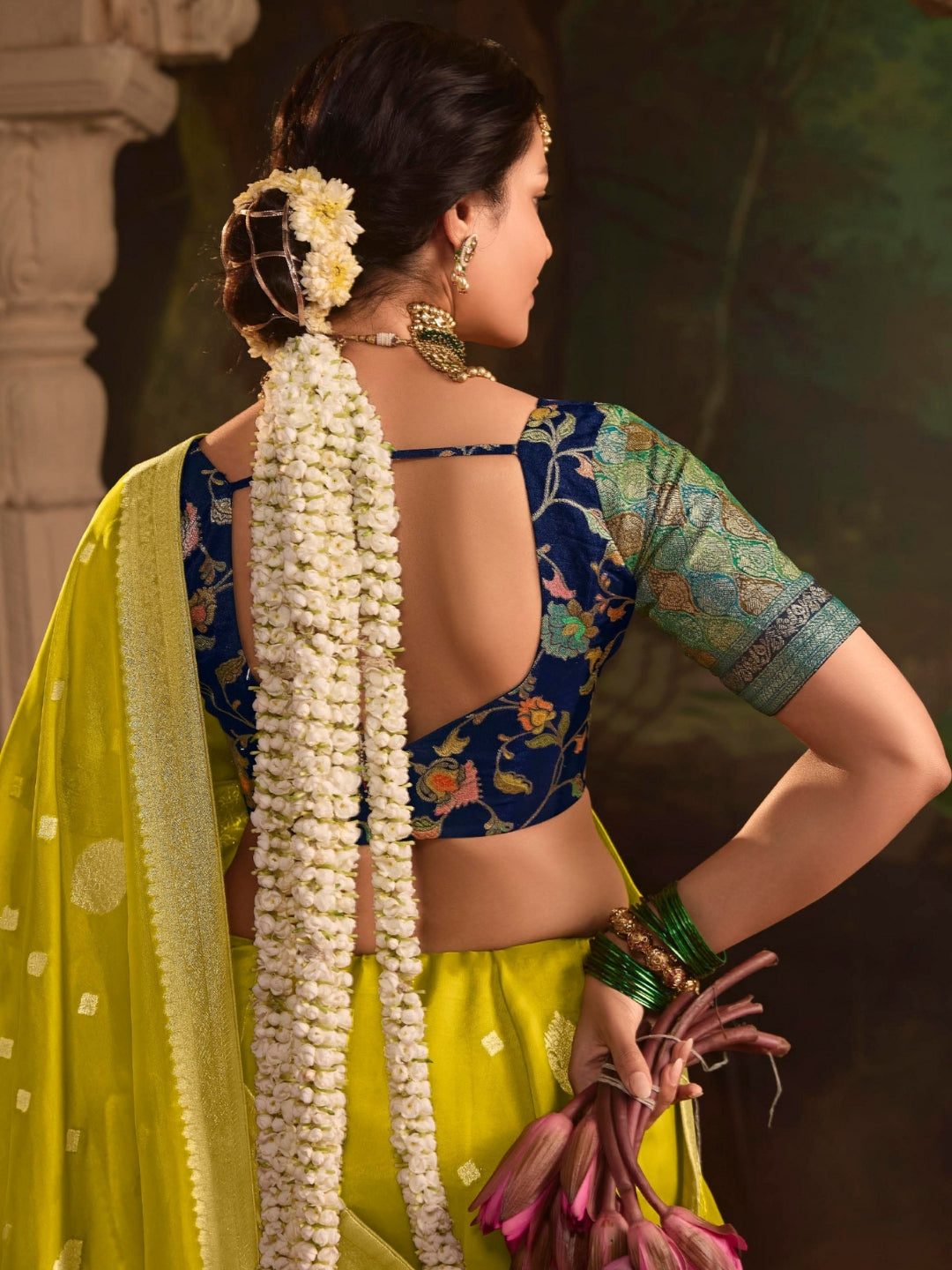 Light Green Crepe Dola Banarasi Saree